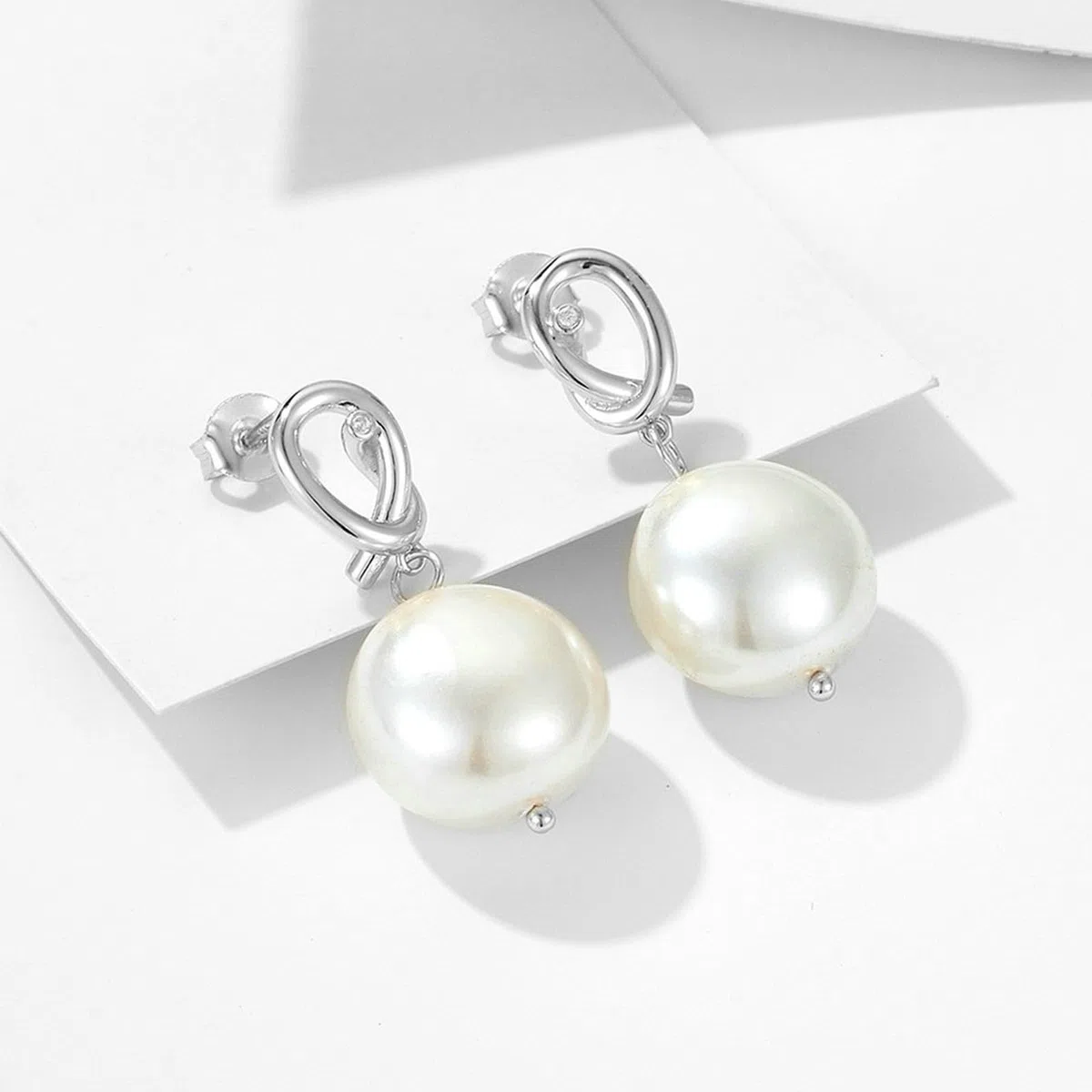Pendientes colgantes de oro amarillo 750 585 375 de oro auténtico, pendientes para mujer, elegantes trenzados, nudos con diamantes redondos y perlas, pendientes para mujer, boda, sin níquel