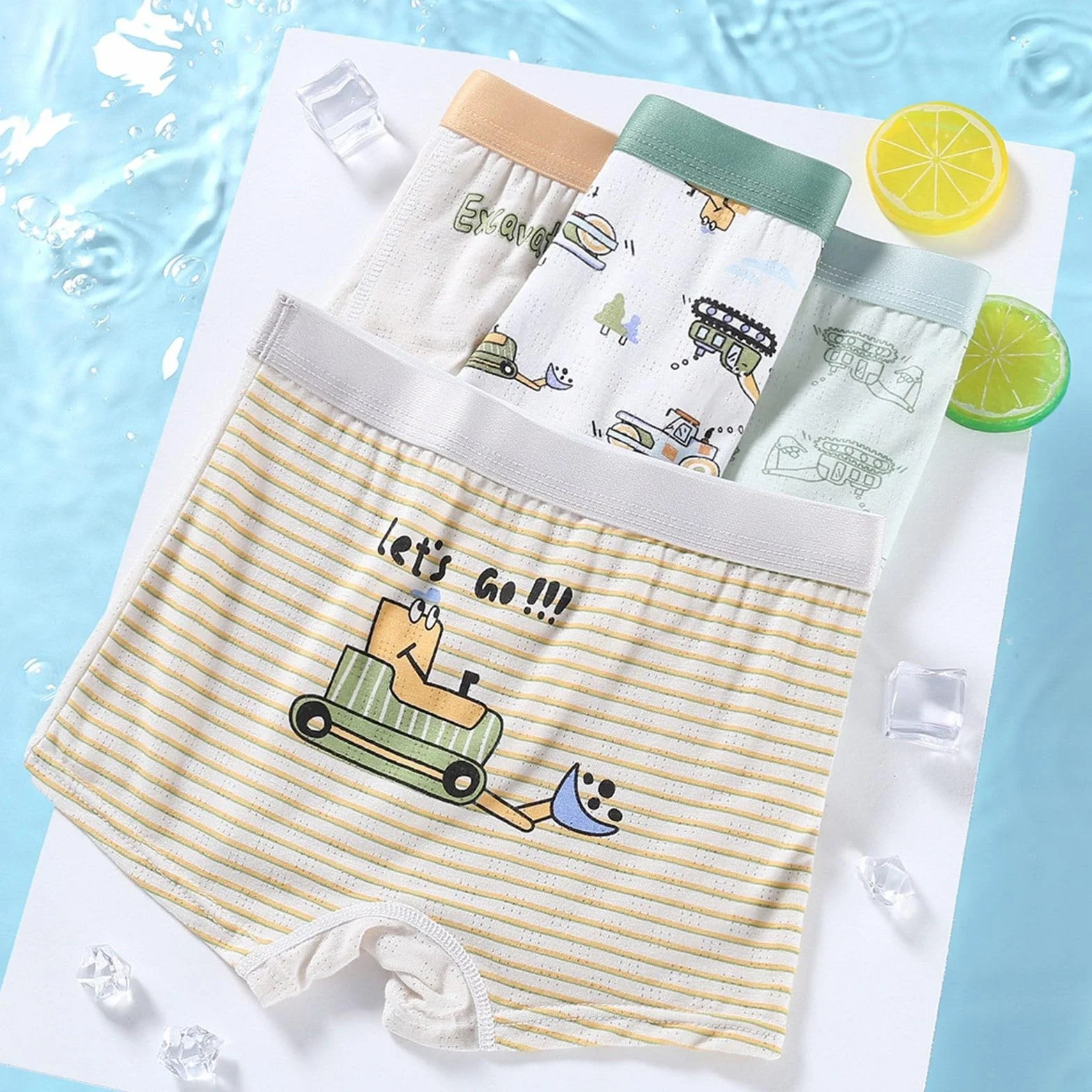 Calzoncillos Niño Pack de 4 Boxer Estampado Deporte Ropa Interior Infantil Bebe Cintura Elástica