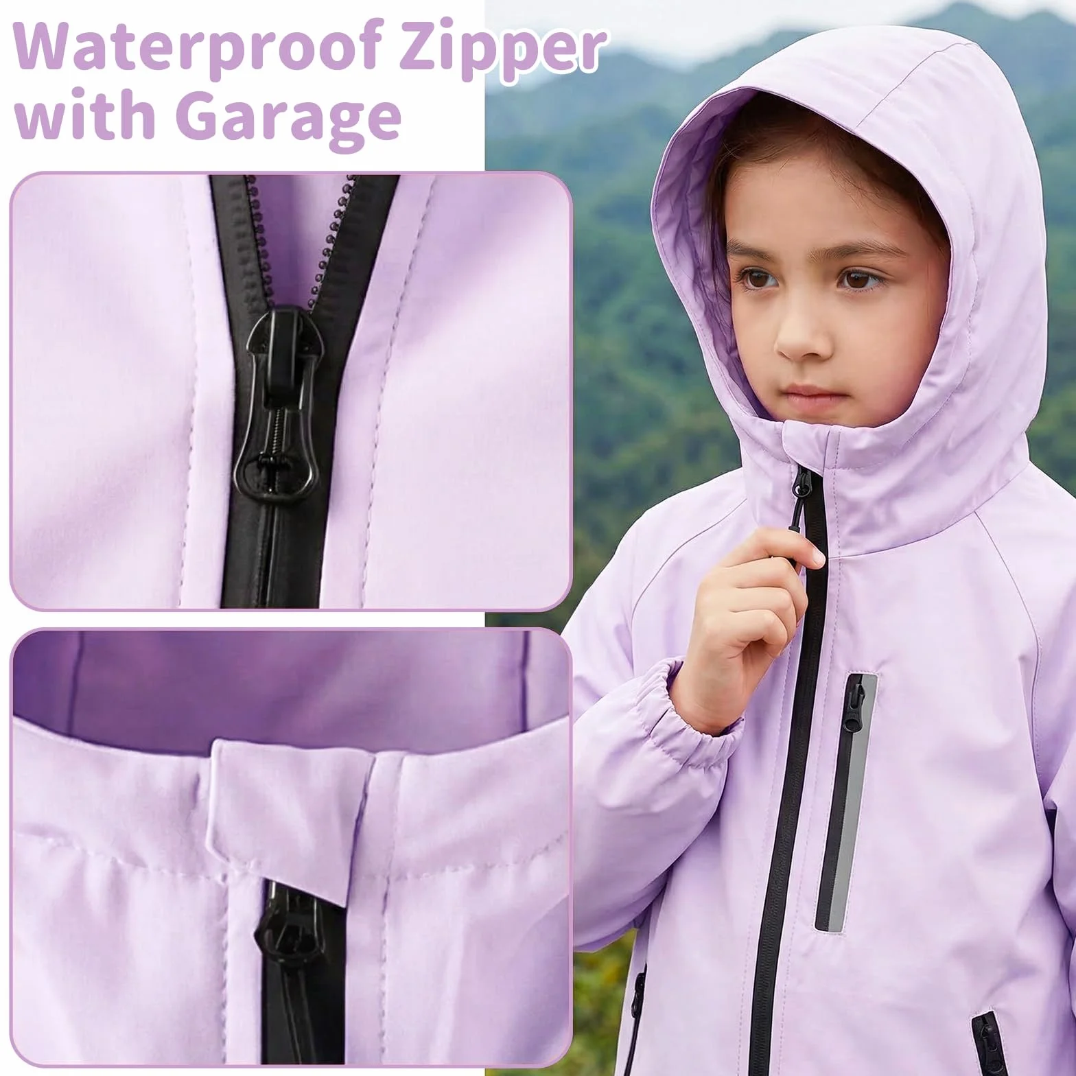 Chaqueta Impermeable para Infantil Reflectante Chubasquero Niñas Impermeable Abrigo con Capucha Niños Ligera Cortavientos Chaquetas de Lluvia Acampada Ropa de Agua para Adolescentes 5-14 años