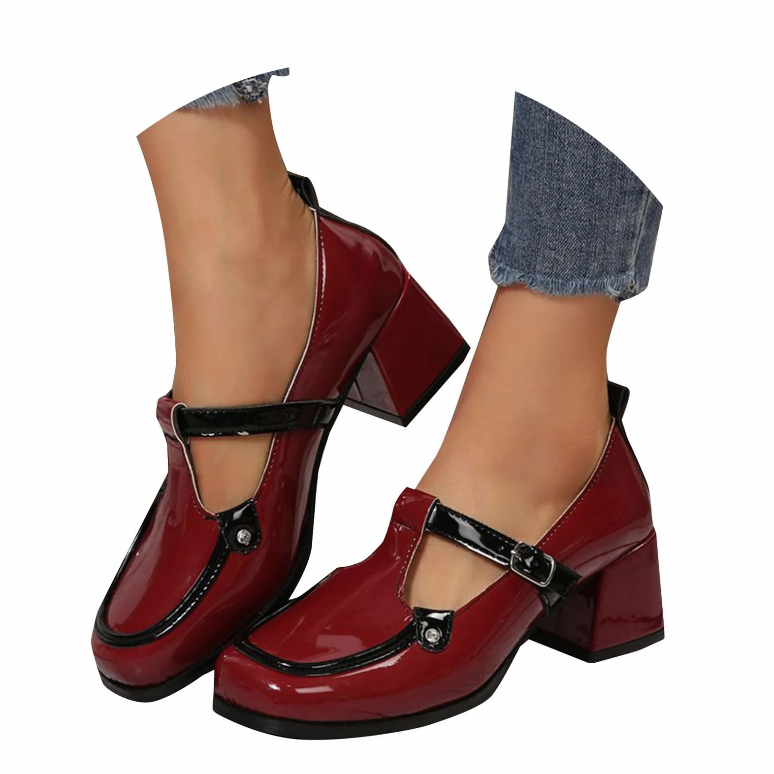 Zapatos De Cuero De Mujer Tacón Mary Jane Zapatos Cómodos Y Elegantes | Zapatos de negocios, tacones bajos gruesos zapatos de tacón ancho de los pies, zapatos ligeros para uso diario y de oficina