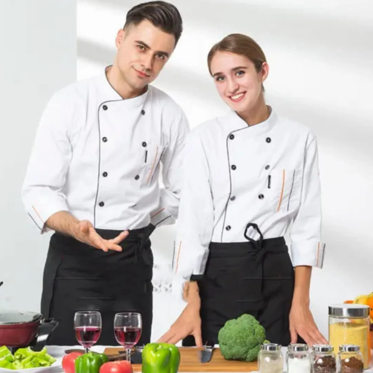 Ropa De Cocinero Chaqueta de Chef de Manga Corta, Abrigo de Cocinero, Uniforme de Trabajo de Barista, Panadero, Camarero, Restaurante, Ropa de Hotel(Pink,XXL)
