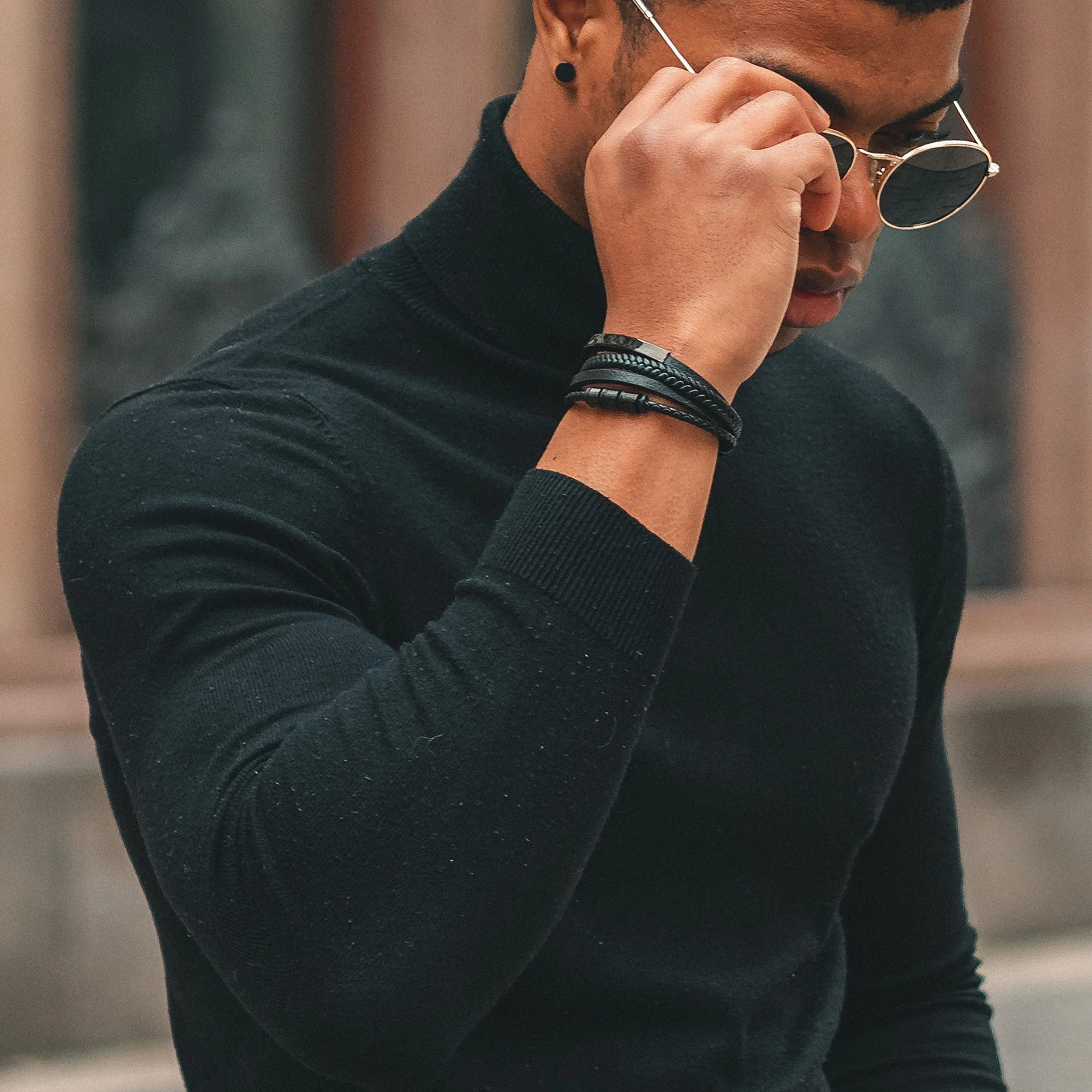 SERASAR Pulseras de Cuero Premium para Hombre con Cierre de Acero Inoxidable