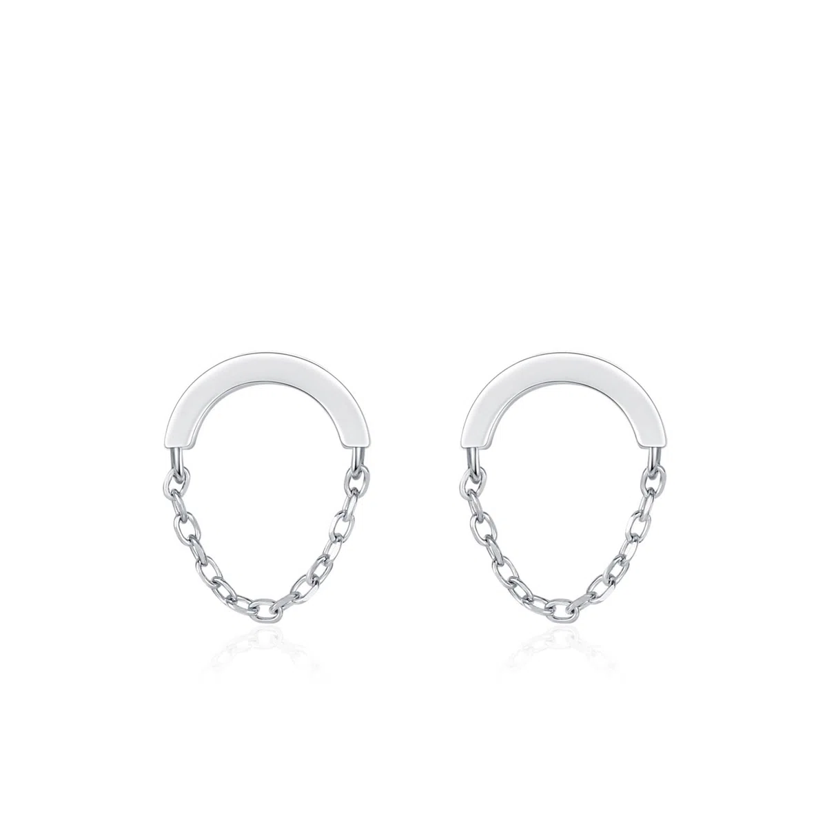 Pendientes de oro blanco Au375, joyas de oro auténtico, cadena en U