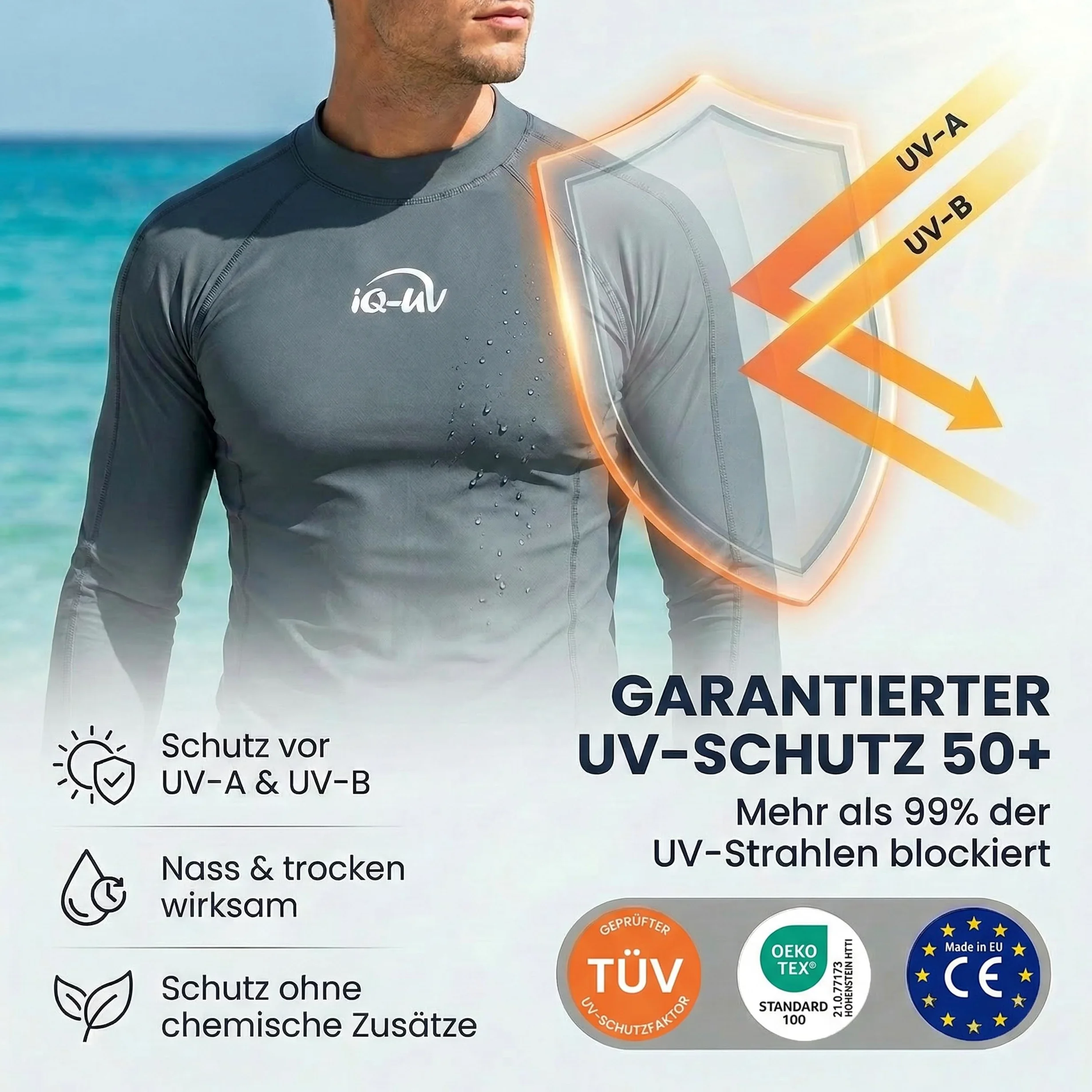 iQ-UV UV 300 Shirt Slim Fit LS Camiseta, Hombre