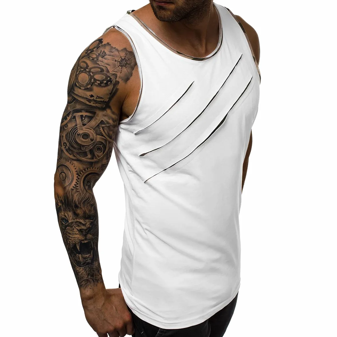 Men’s Tank Top, 2 Pack Sleeveless Tops Breathable Gym Vest T-Shirt for Running Fitness Sport