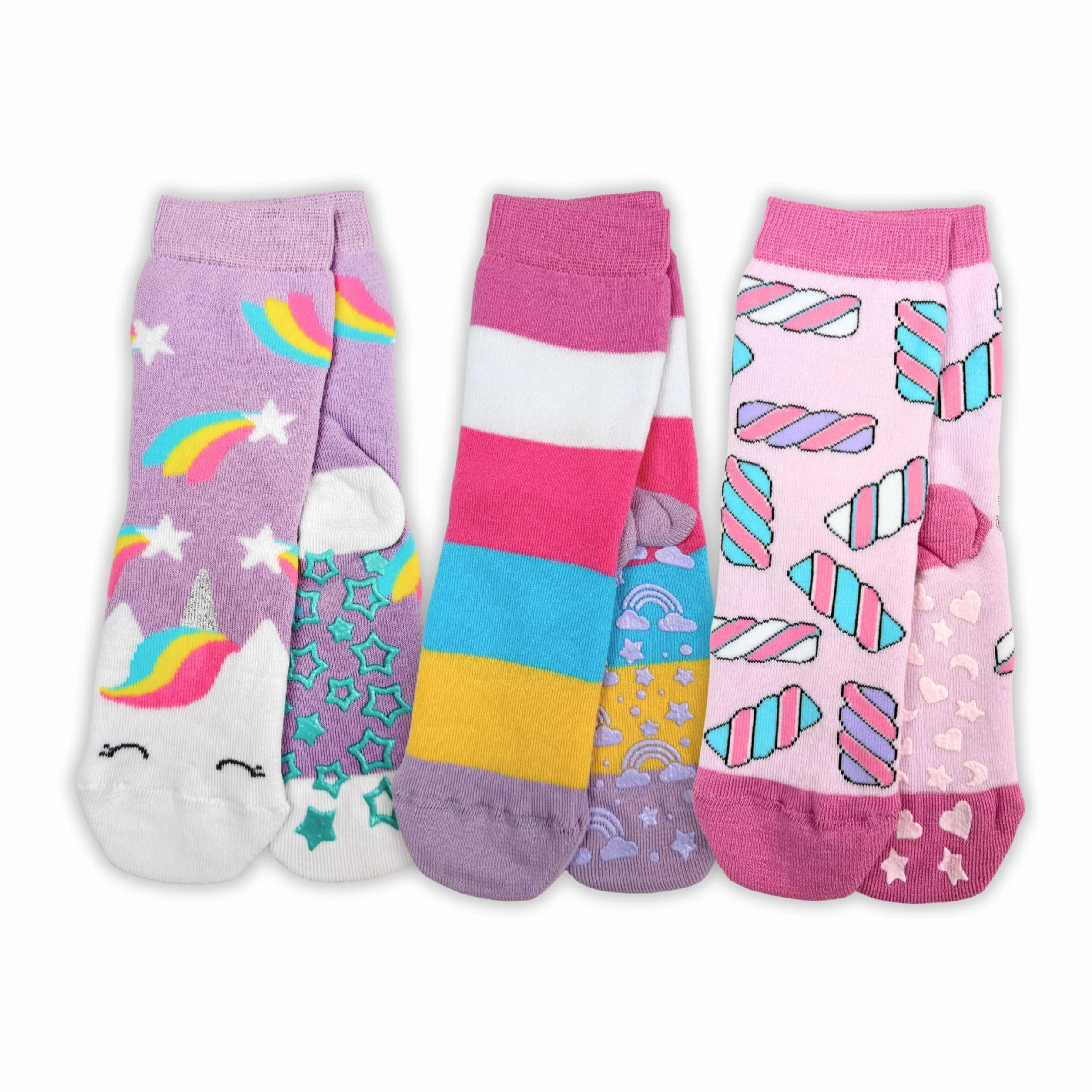LEON D'ORO Calcetines de niña antideslizantes de algodón para niña, ABS, escuela, casa, hinchables, fabricados en Italia
