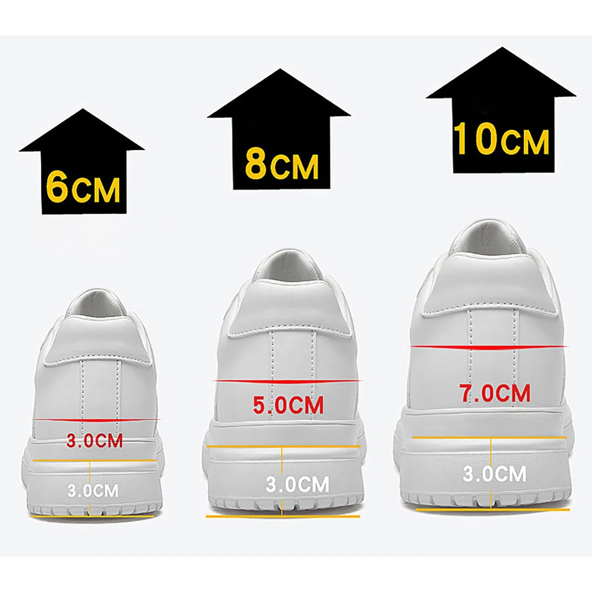 Zapatillas informales para hombre con suela de altura ajustable invisible, antideslizantes, transpirables, modelo unisex para mayor comodidad, estabilidad, disponible en tres alturas