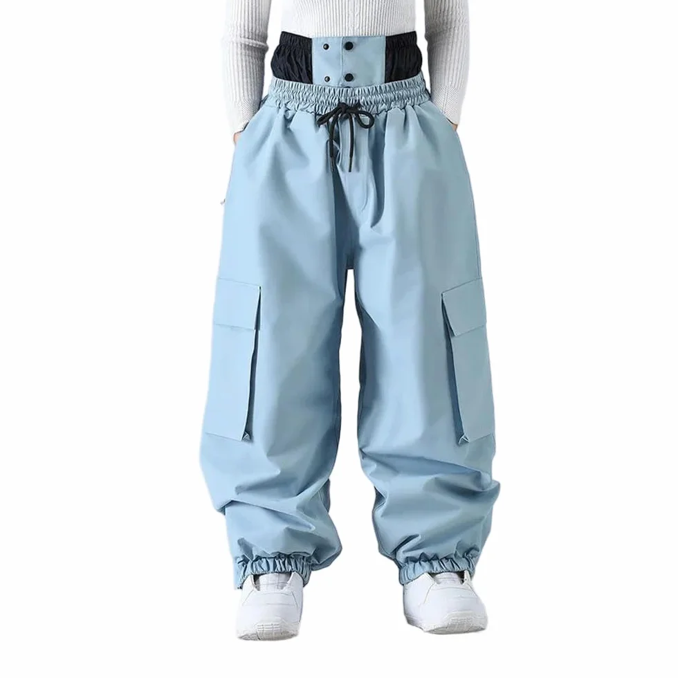 Baberos de esquí holgados para hombre y mujer, pantalones de snowboard