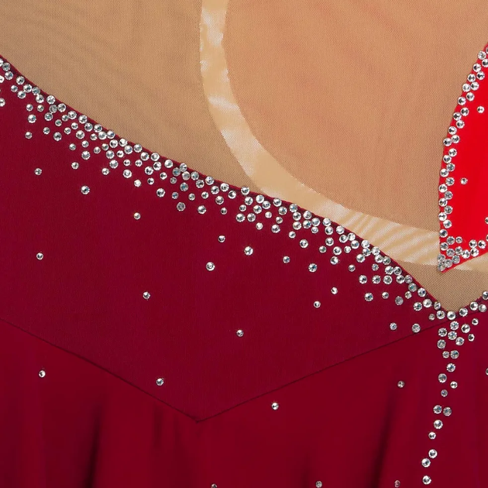 Vestido profesional de patinaje artístico para niñas, sin mangas, con diamantes de imitación, para danza sobre hielo, patinaje, gimnasia, leotardos