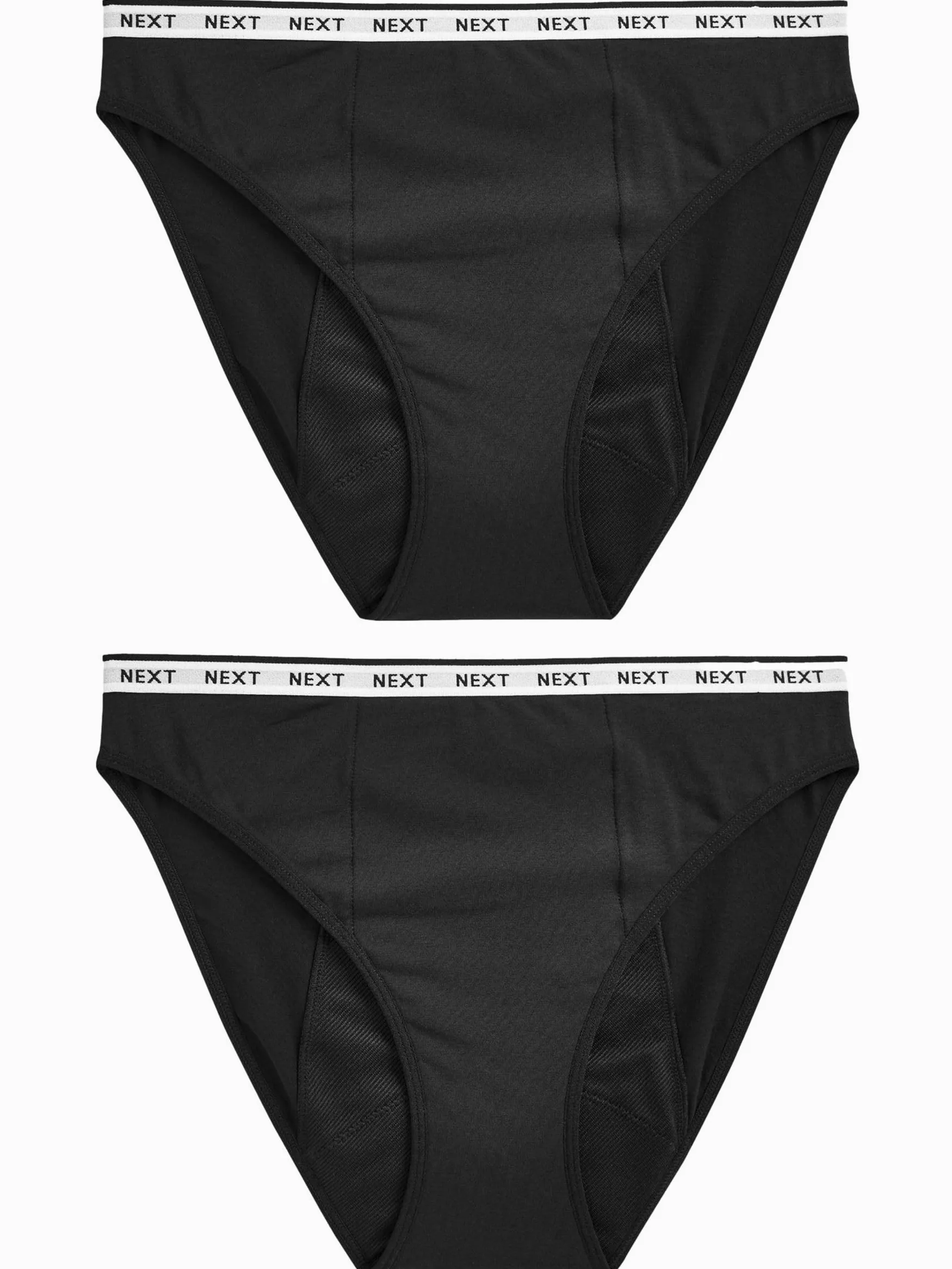 NEXT Mujeres Pack de 2 Braguitas menstruales para Flujo abundante de Pernera Alta Negro 44