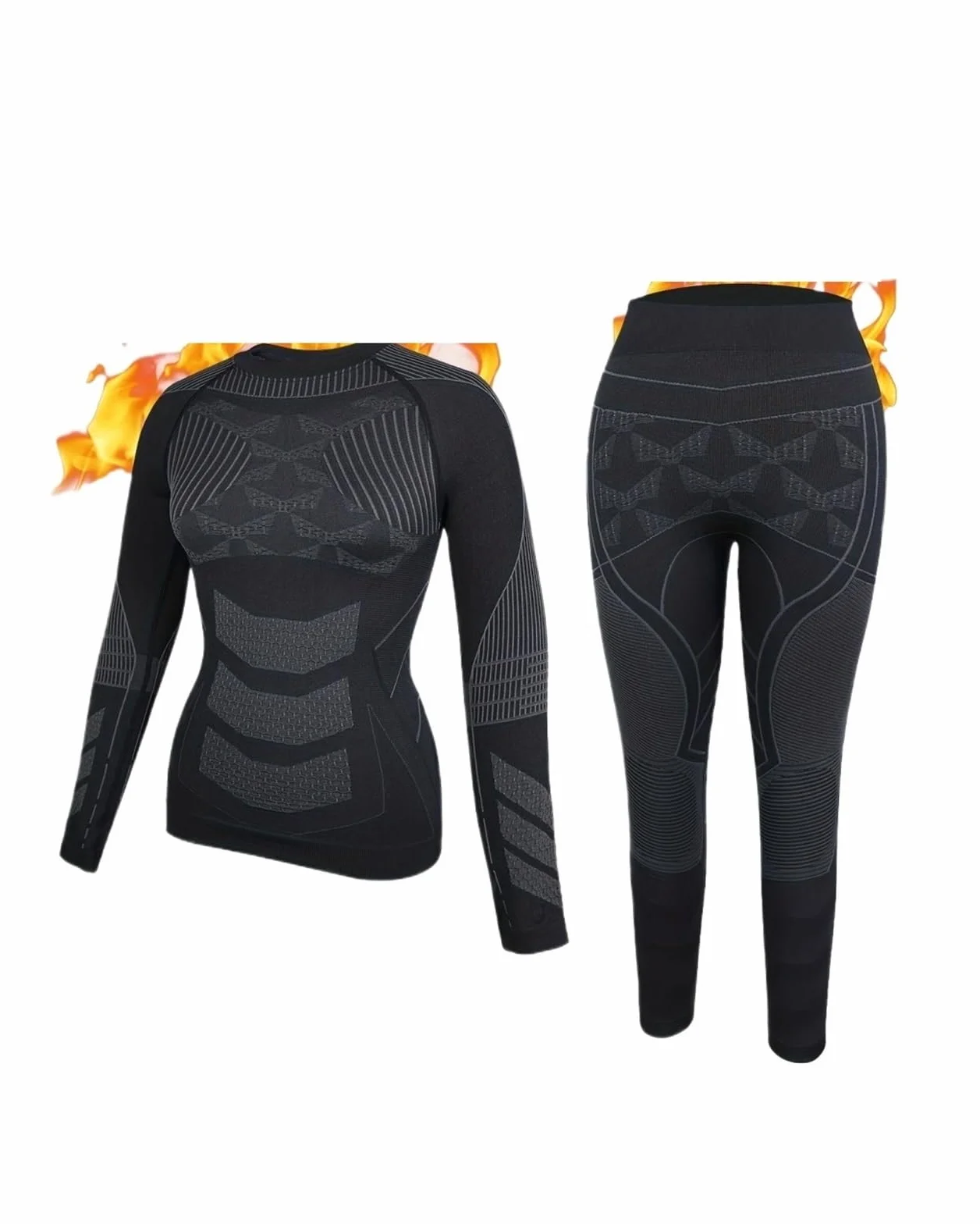 Conjunto TéRmico Transpirable Ropa Conjuntos de ropa interior de esquí cálida for invierno, ropa interior de esquí for hombre y mujer, tela de nailon comprimida, chándal de secado rápido Para El FríO