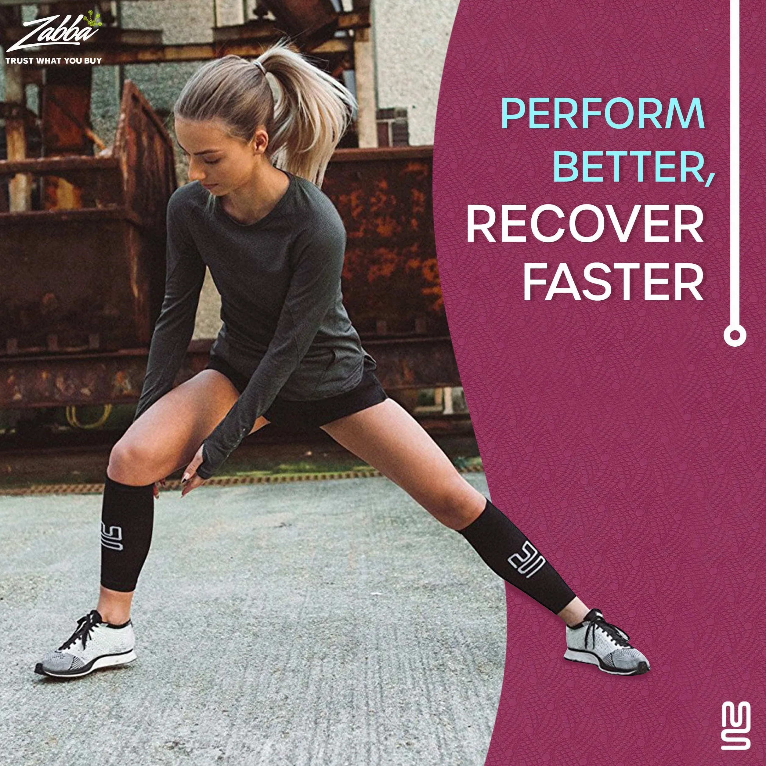 Modetro Sports Medias Compresivas - Manga de Compresión, Calcetines Unisex Compresivos para Dolor de gemelos, Calambres en la Pierna y Circulación, ideal para running