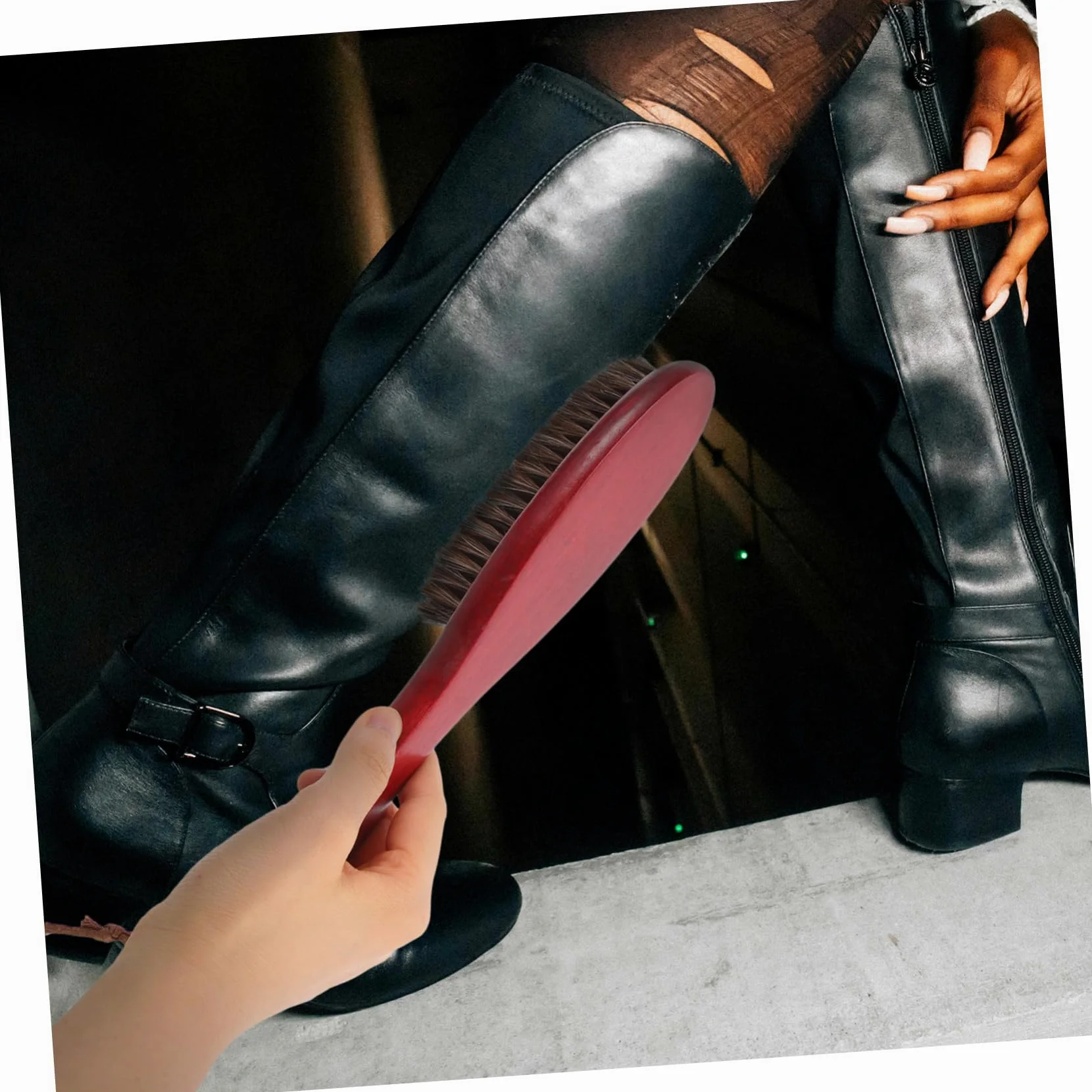4piezas Brocha De Limpieza para Zapatos Haya Cerdas De Caballo Herramienta De Limpieza para y Ligera para Uso Diario