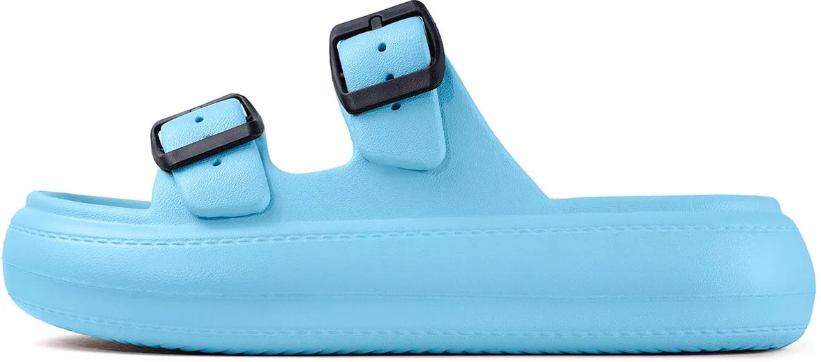 Gaatpot Zapatilla de Baño Niños Niña Chanclas Zapatos de Playa y Piscina Ajustable Doble Hebilla Sandalias Antideslizantes Azure 31/32 EU