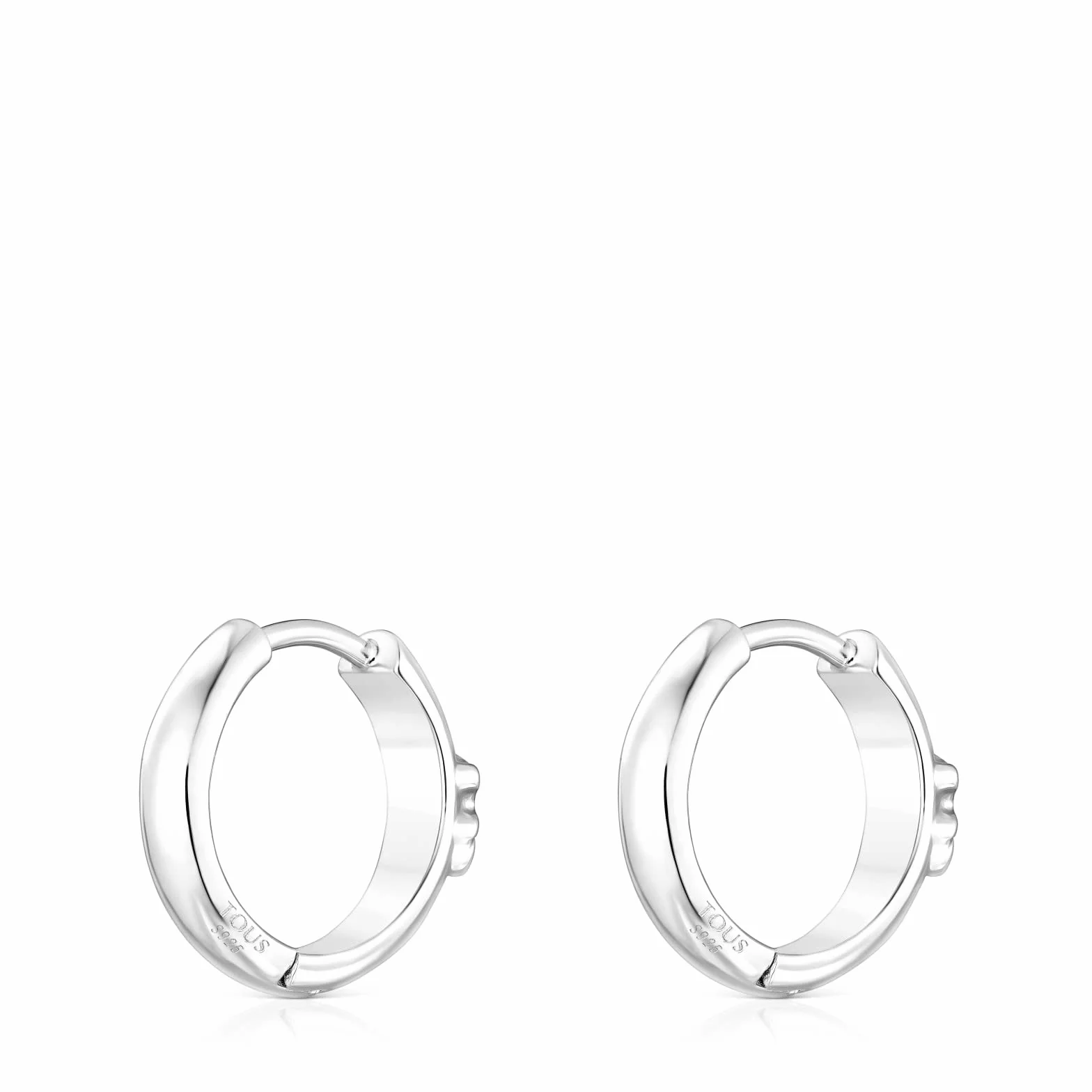 TOUS Pendientes de Aro de Plata de Primera Ley 3mm 1 cm Motivo de Oso Colección Basics