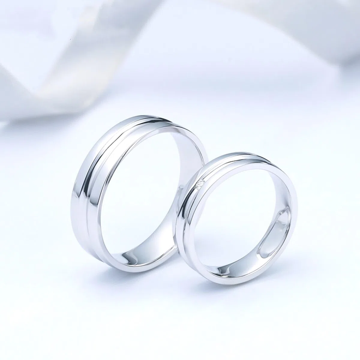 Wycian Anillos de Promesa Hombre Anillos Mujer Plata Oro Blanco de 14 Quilates Polaco Talla 16 Sólido No Chapado Simple para Tía Día de La Madre Joyas
