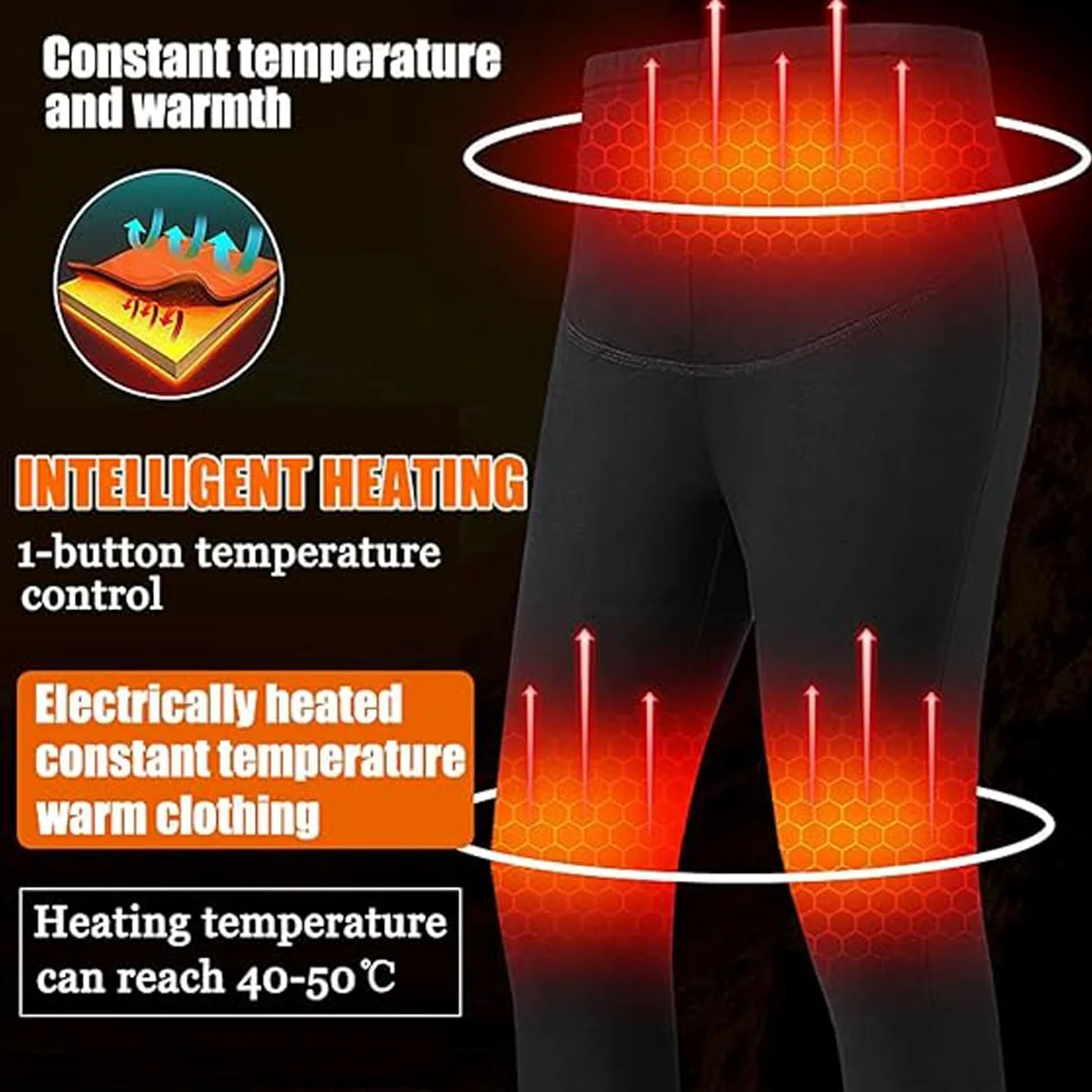 LANGWEI Ropa Interior Térmica Calefactable para Mujer, 28 Zonas De Calefacción Forro Polar Ropa Interior Térmica Eléctrica para Exteriores En Invierno