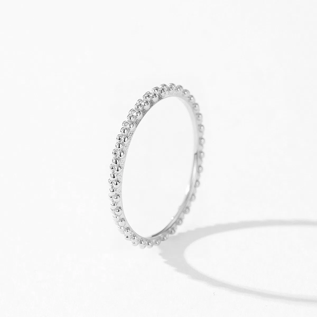 KnSam Anillo de boda de oro blanco Au 375/585/750, anillo apilable de puntos, alianzas de boda de oro blanco de 9 K/14 K/18 K, talla 47-65