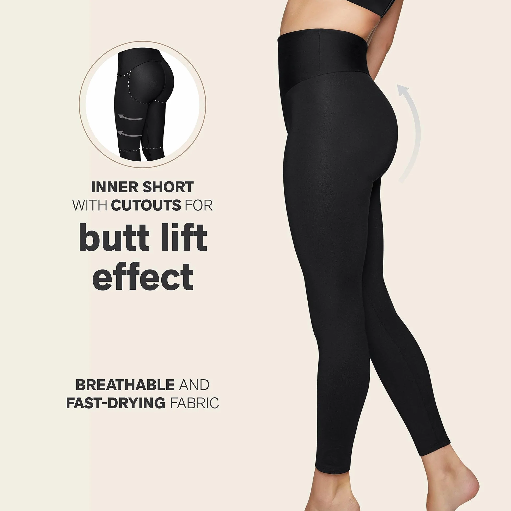 Leonisa Leggins Deportivos de Control y Push Up para Mujer - Mallas de Tiro Alto Anticelulíticos Reductoras