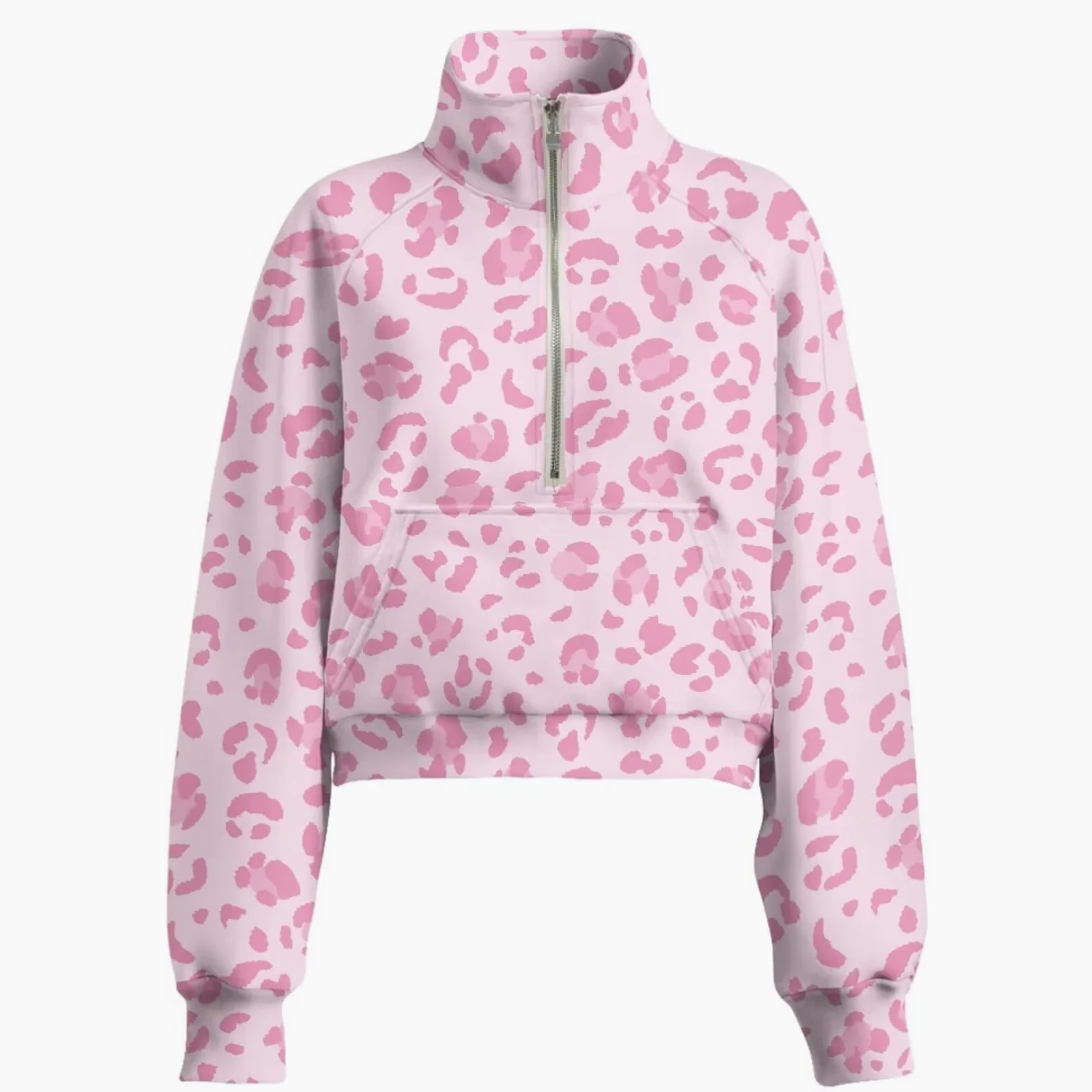 Poceacles Sudadera corta con media cremallera para mujer, con agujero para el pulgar, manga larga, sin capucha, cuello alto falso