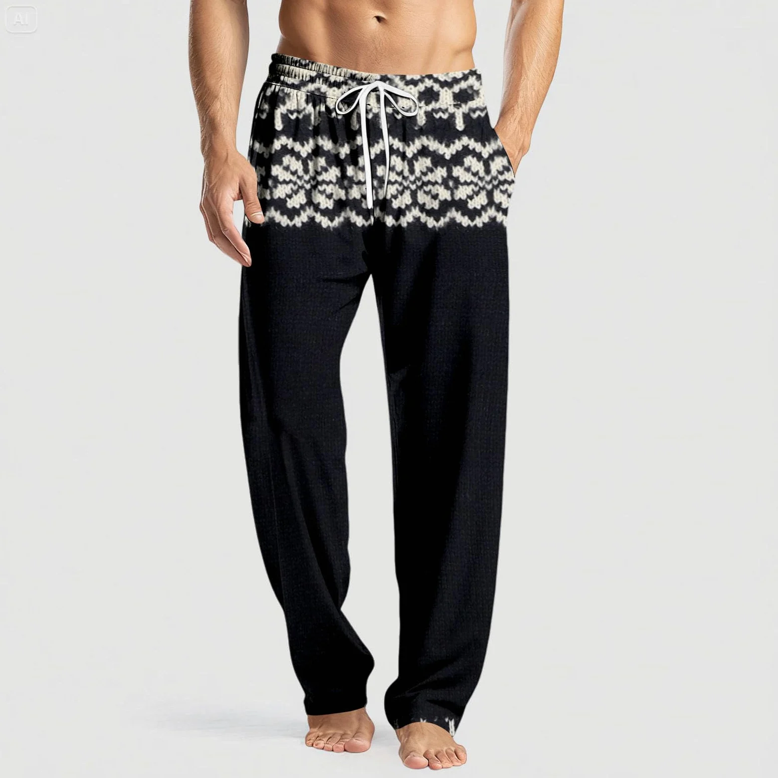 Generisch Pijama corto para hombre, pantalones de yoga, albornoz bordado para hombre (azul, XXXL)