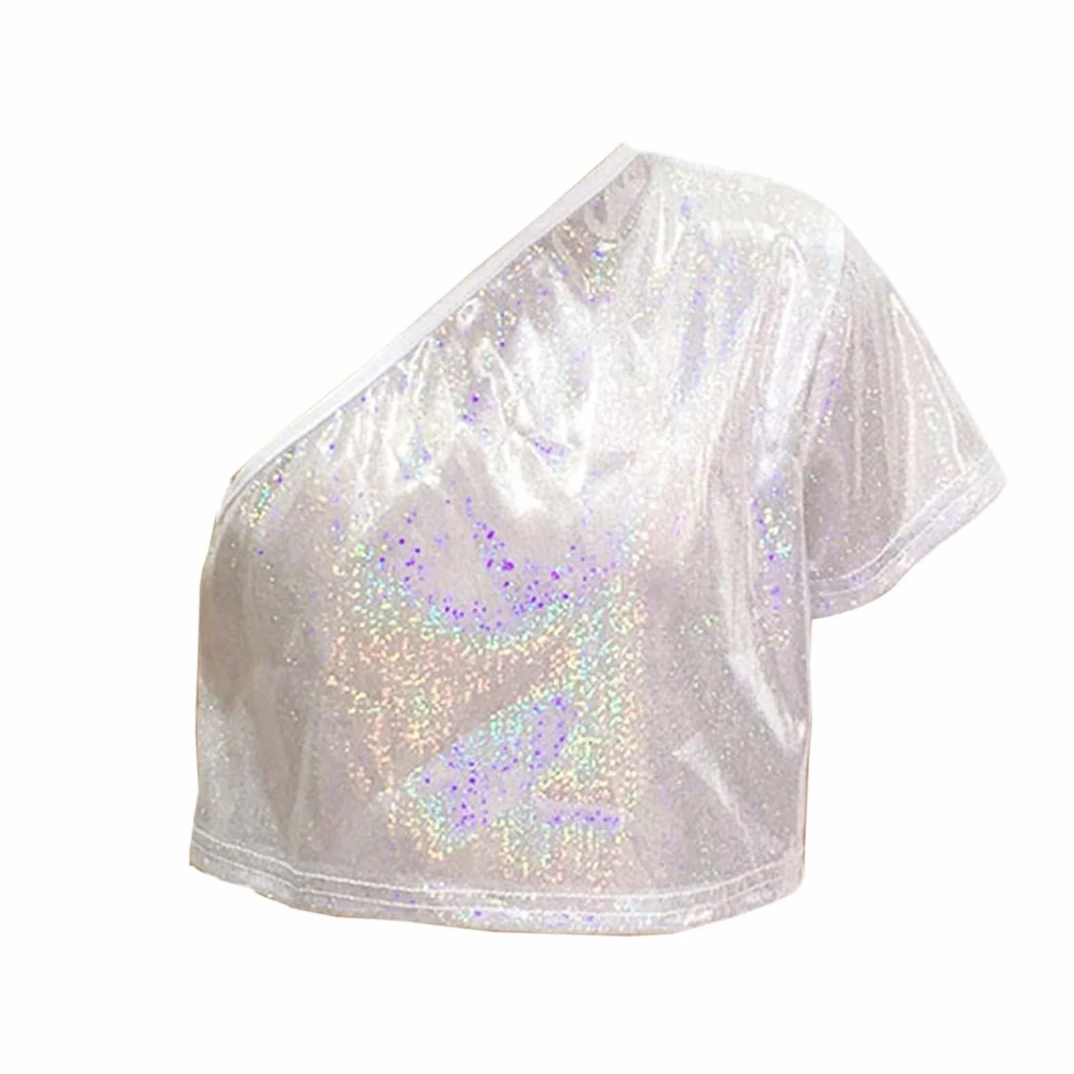 Camiseta para niña 2026, camiseta de niña con parte superior sin hombros y microestampado integral, camiseta deportiva de color liso casual con cuello redondo negro