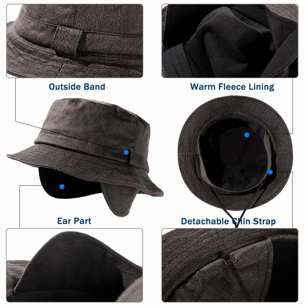 TOP-EX XXL Gorro unisex de invierno, cálido e impermeable, con forro polar, para exteriores para días lluviosos fríos, ajustables, plegables, resistentes al viento
