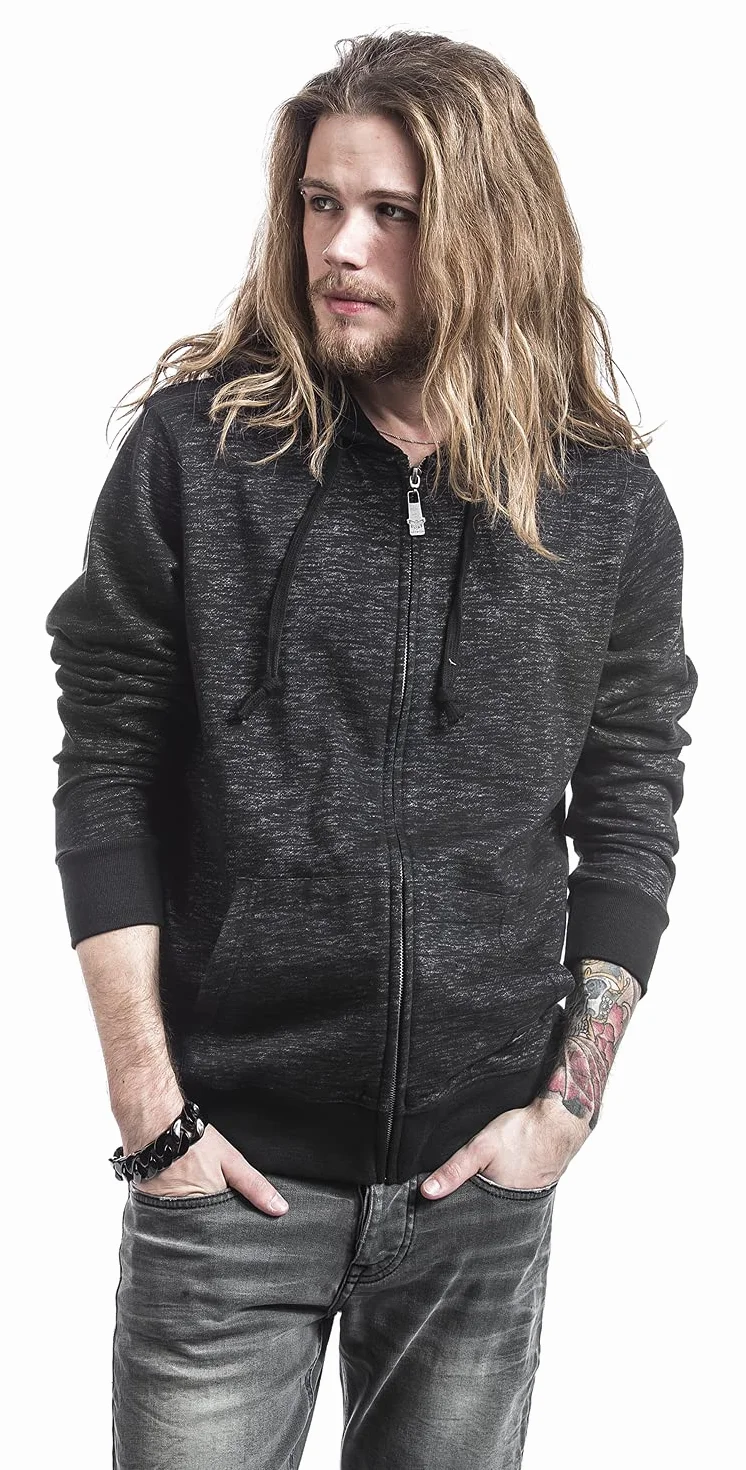 EMP Hombre Chaqueta Gris Oscuro con Capucha Black Premium