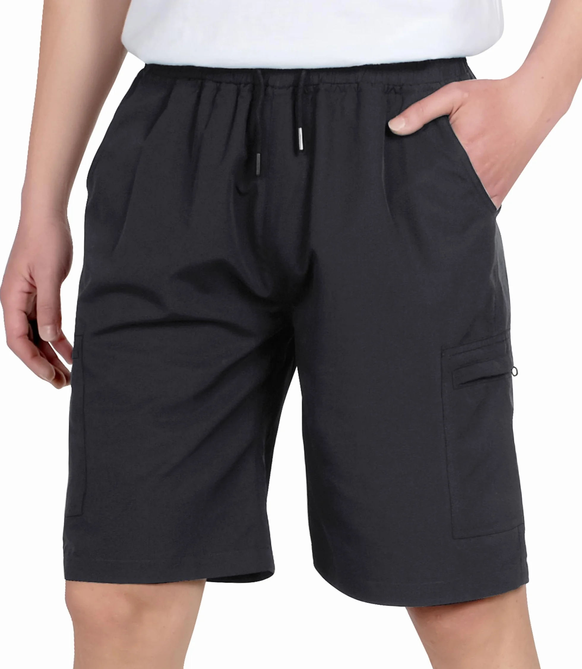 Pantalones Cortos Tipo Cargo para Niños de Secado rápido con Cintura Elástica Shorts Bolsillo con Cremallera