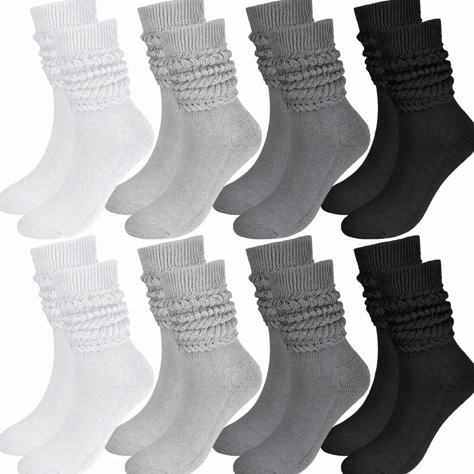 8 pares de calcetines holgados para mujer, suaves, extralargos, de algodón grueso, hasta la rodilla, para mujer