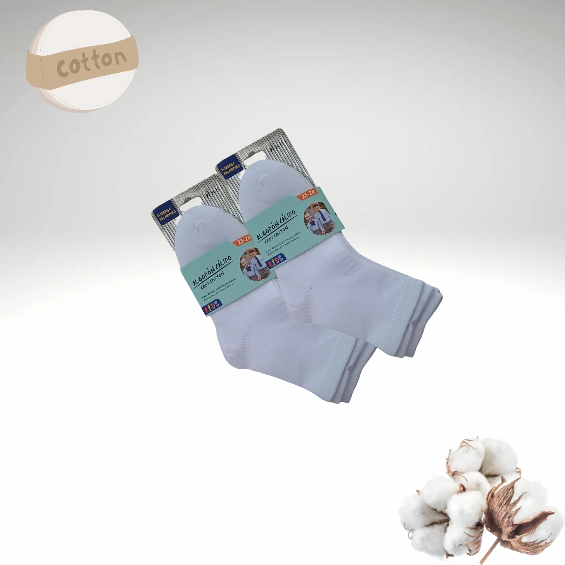 (6 pares) calceltines escolares para niña-niño blancos de algodon uso colegio, deportes, casual unisex, calcetin para uniforme escolar semialtos, medias (FR/ES, Números, 11, Regular, BLANCO 25-28)