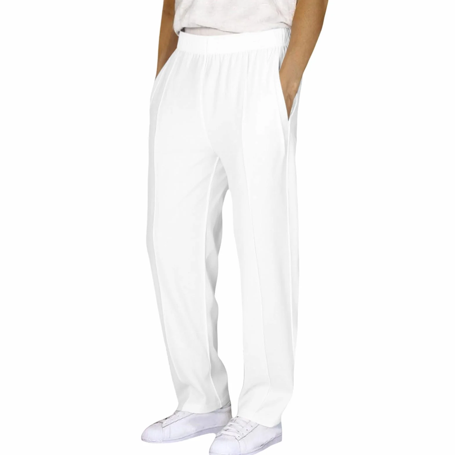 Pantalones largos para niños de color liso con cintura elástica