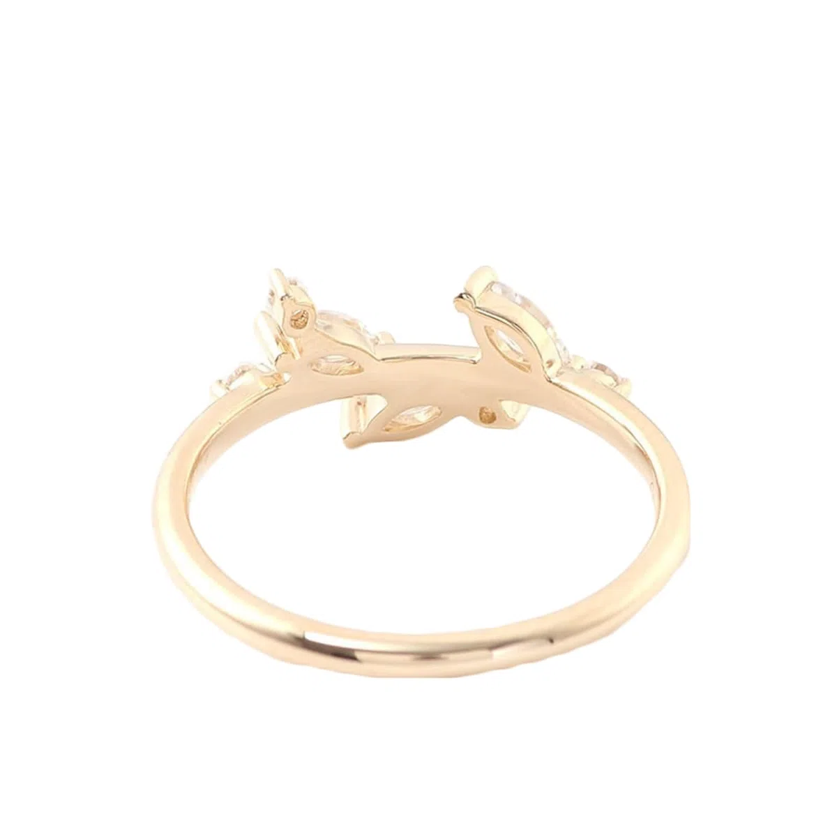 Anillo de graduación, anillo de boda de oro amarillo de 9 quilates, blanco, marquesa y moissanita, apilable para mujer, para el día de San Valentín, anillos de novia para mujer