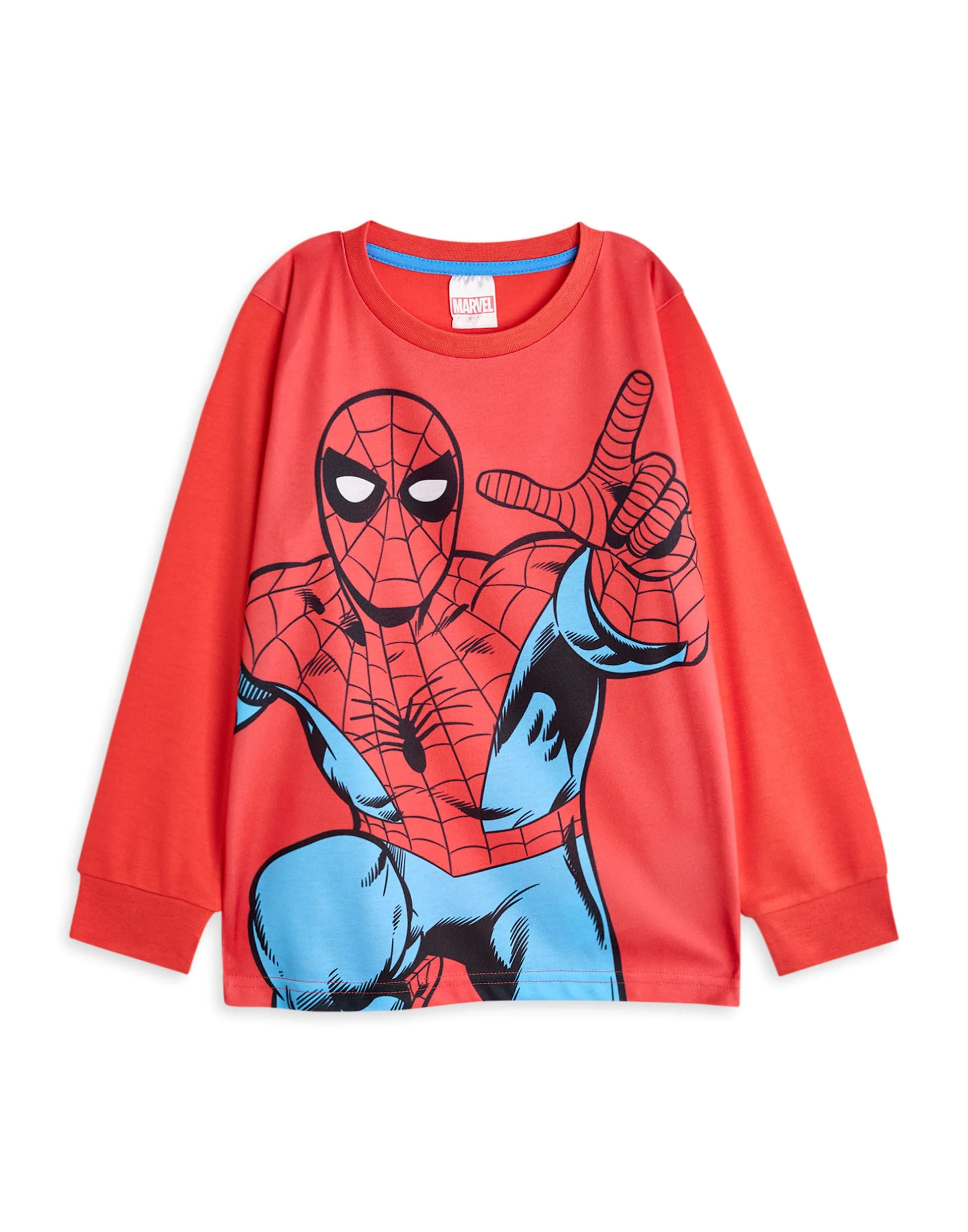 Marvel Conjunto de Pijama para niño, Paquete de 3 | Camiseta de Manga Larga con gráfico de Spiderman, Hulk y Capitán América para niños y Pantalones de Pijama de Pernera Larga en Rojo, Verde y Azul