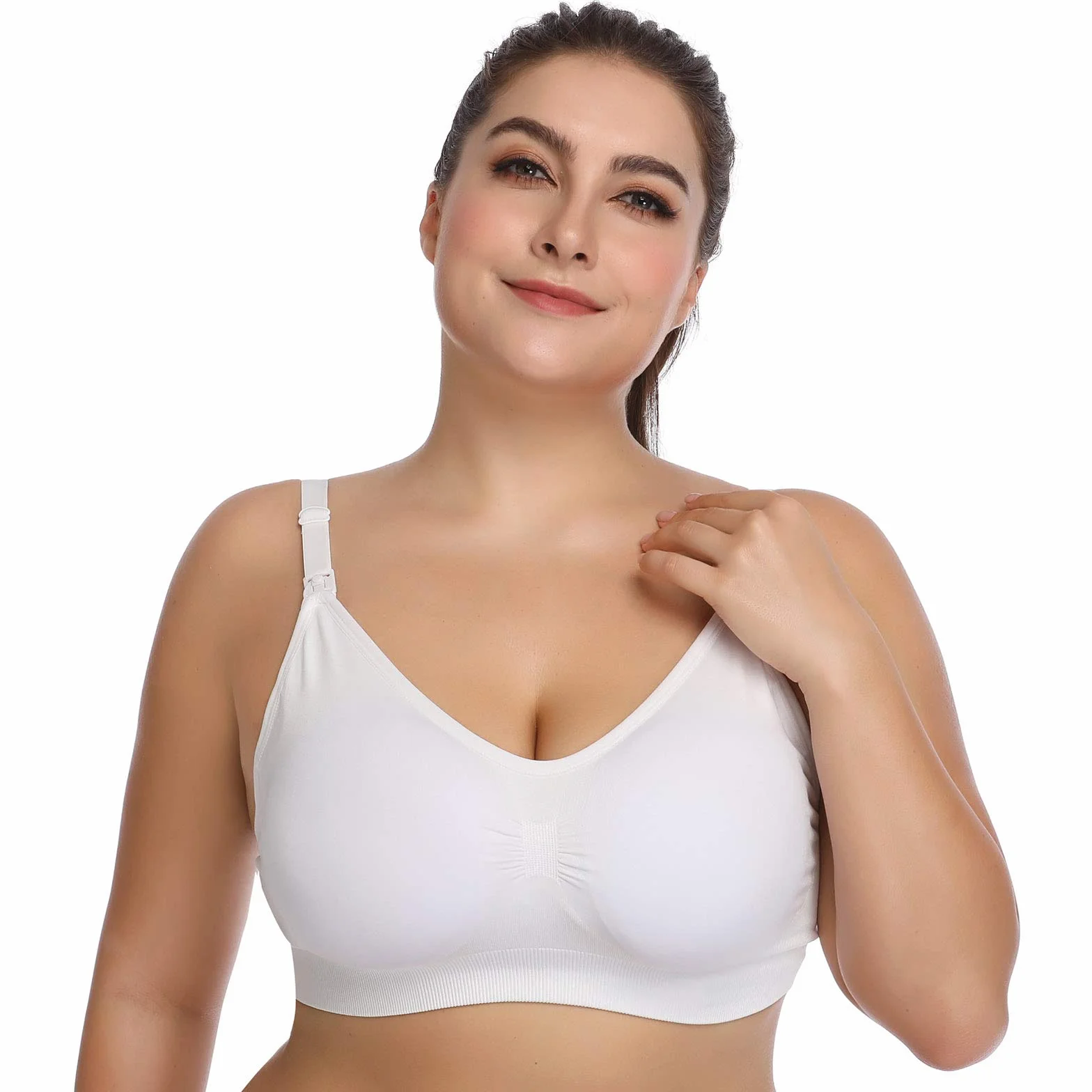 Womens Sleeping Nursing Bra Wirefree Breastfeeding Maternity Bralette Pack of 5 Color White Size XL