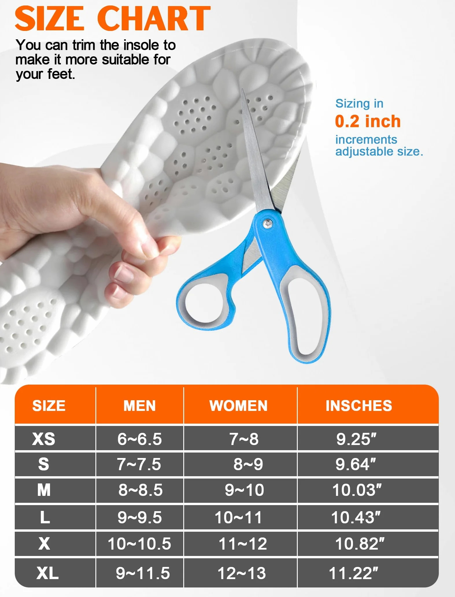 Plantillas de zapatos deportivos 3D, plantillas de pies para fascitis plantar, plantillas de arco de absorción de impactos, para deportes, correr, escalar, desodorante, suave, transpirable (Men