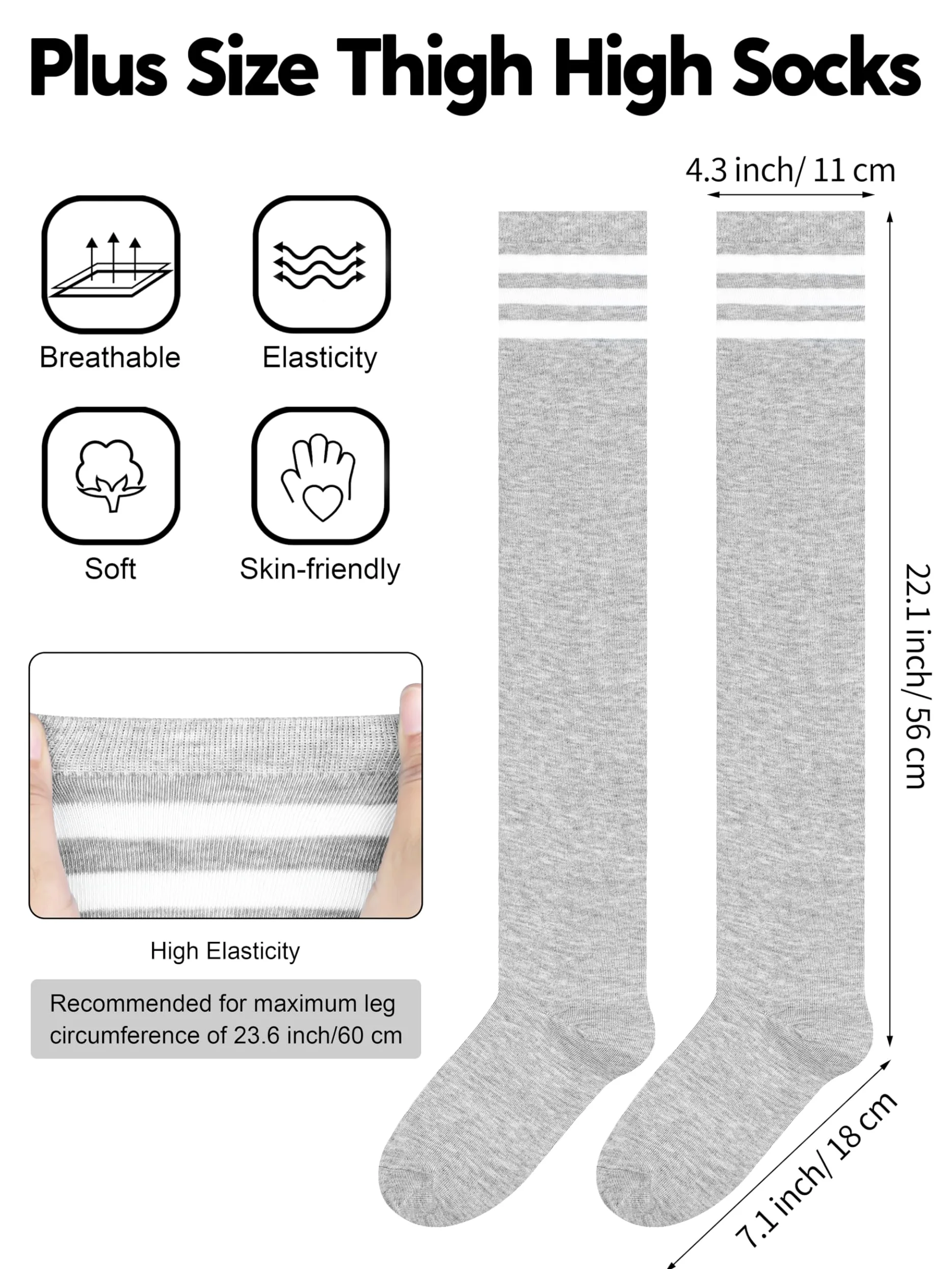 Apoway 6 Pairs Plus Size Thigh High Socks Warm Thigh High Stockings Over the Knee Socks for Women, L-XXL