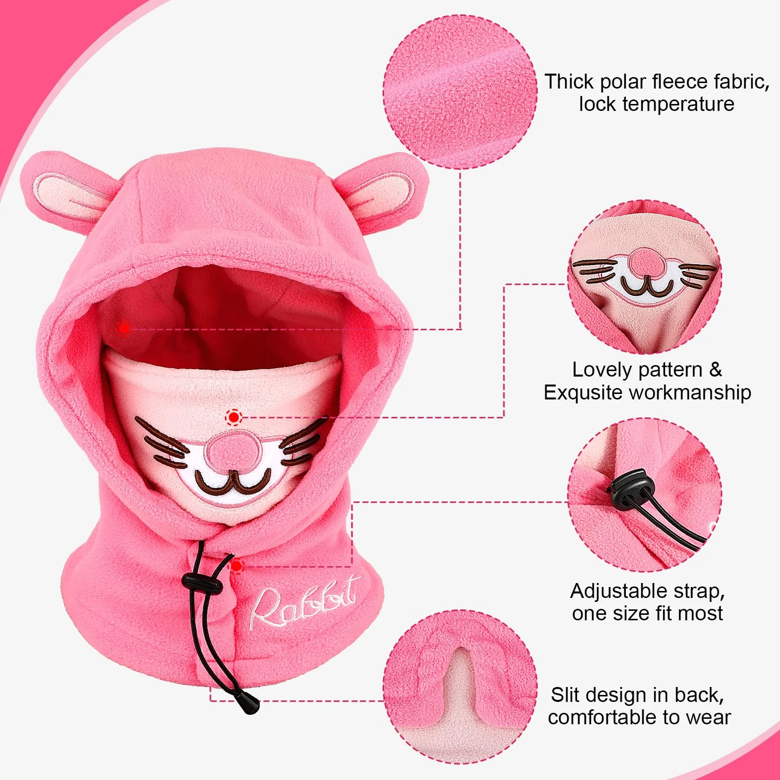 Pasamontañas Térmicos Invierno Niños 3D Animal Máscara Esquí Ciclismo Forro Polar Calentador Cuello