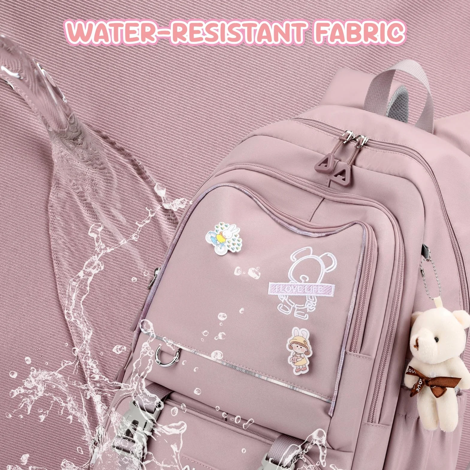 Amythe Mochilas Escolares con Ruedas Niñas, Trolley Desmontable, Morado | Mochila Colegio con 6 Ruedas para Chicas de 10-18 años, Carro Bolso Escolar con Colgante para Adolescentes, Vuelta al cole