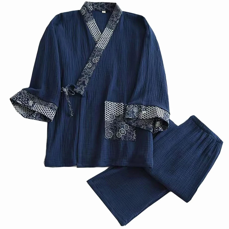 FANCYPUMPKIN Bata clásica de algodón Estilo japonés para Hombre, Talla Grande, Tipo Kimono