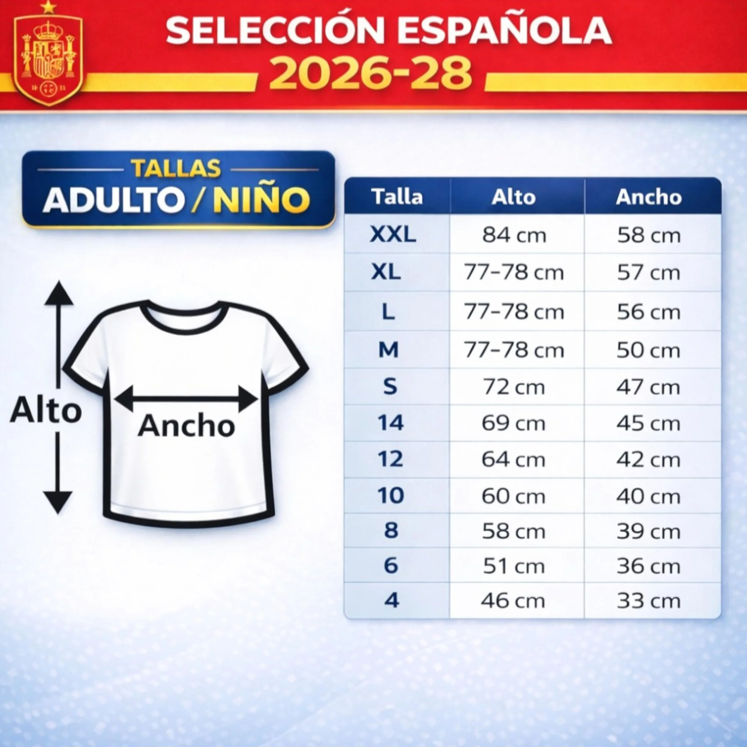 Camiseta Selección Española Segunda Equipación Mundial 2026-2028 Réplica Oficial Adulto Transpirable