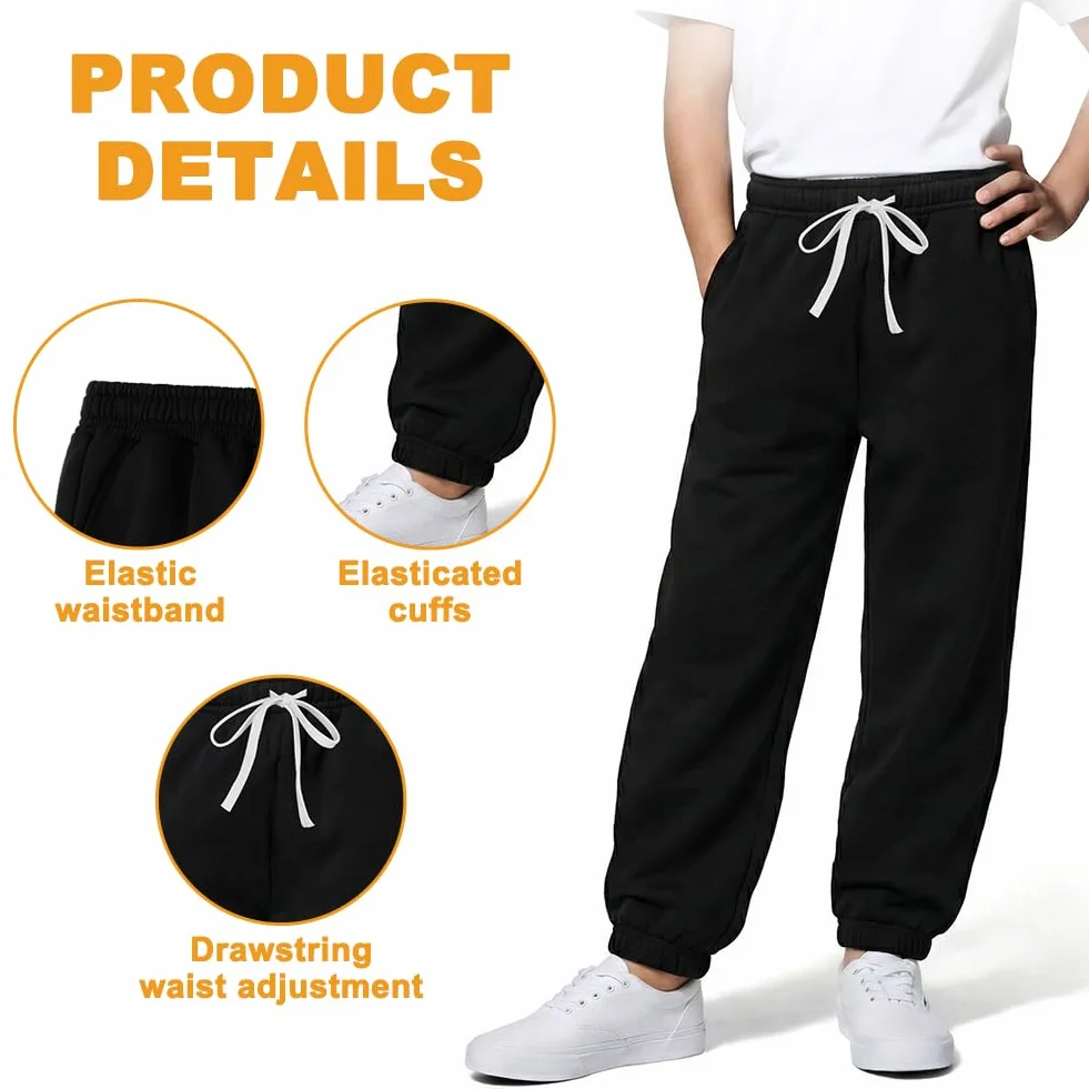 Pantalones para Niño Deportivos Casuales Pierna Recta Cintura Elástica Dos Bolsillos