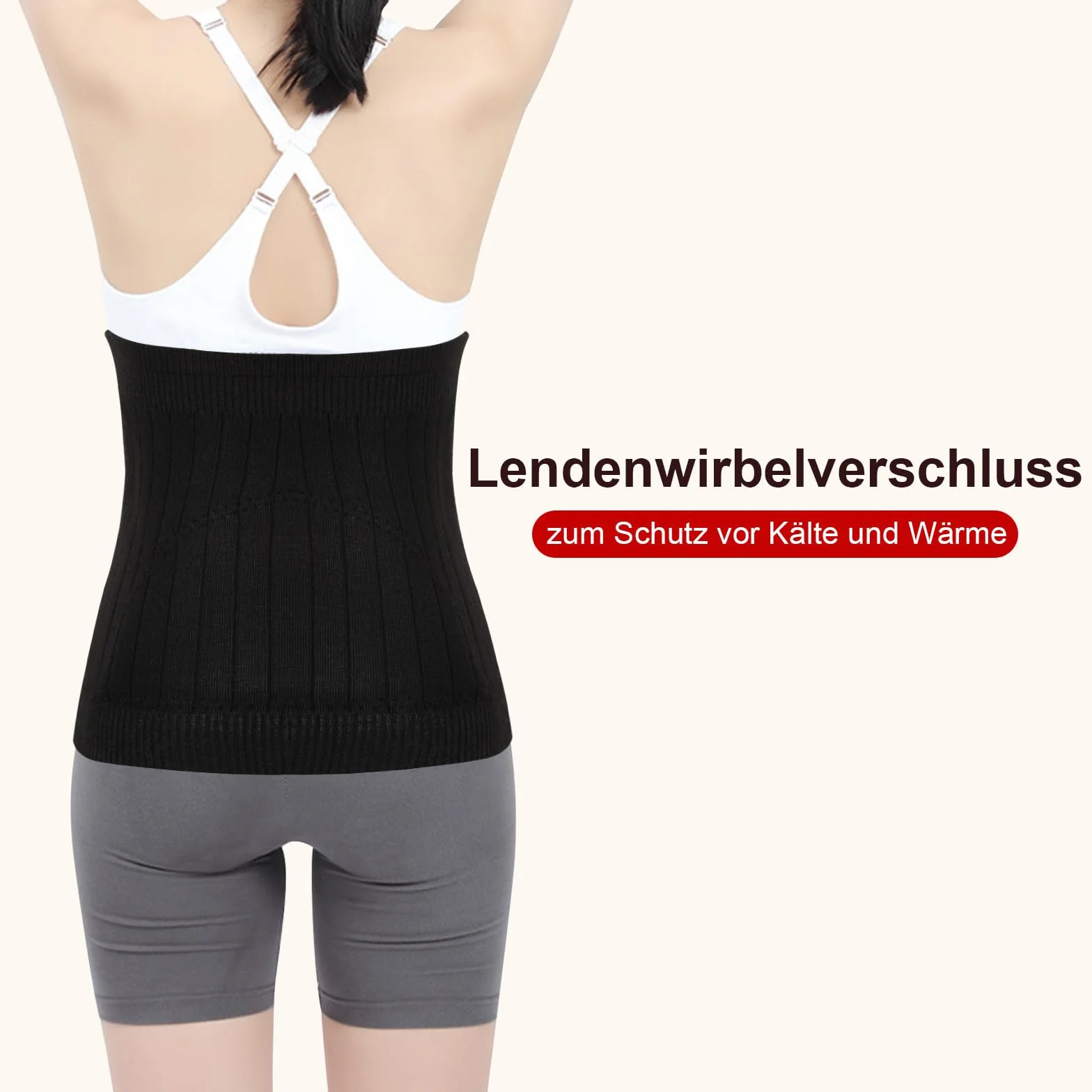 Risipu Cinturón térmico de cachemira para mujer, invierno, elástico, soporte para la cintura y el abdomen, alivio para la espalda, la columna lumbar y el dolor menstrual (Negro con forro polar, talla