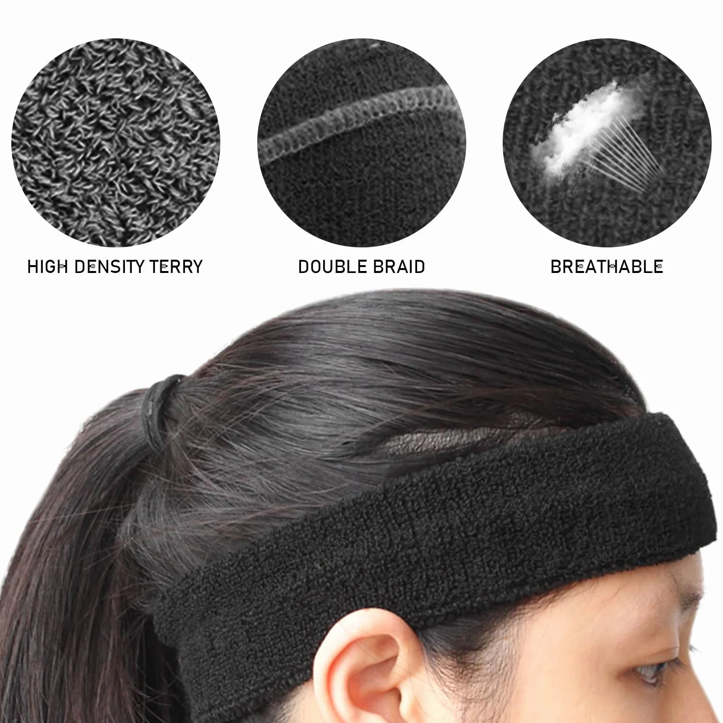 Bandas Deportivas Antisudor 3 Unidades para Hombres y Mujeres, Accesorios Fitness Correr Yoga