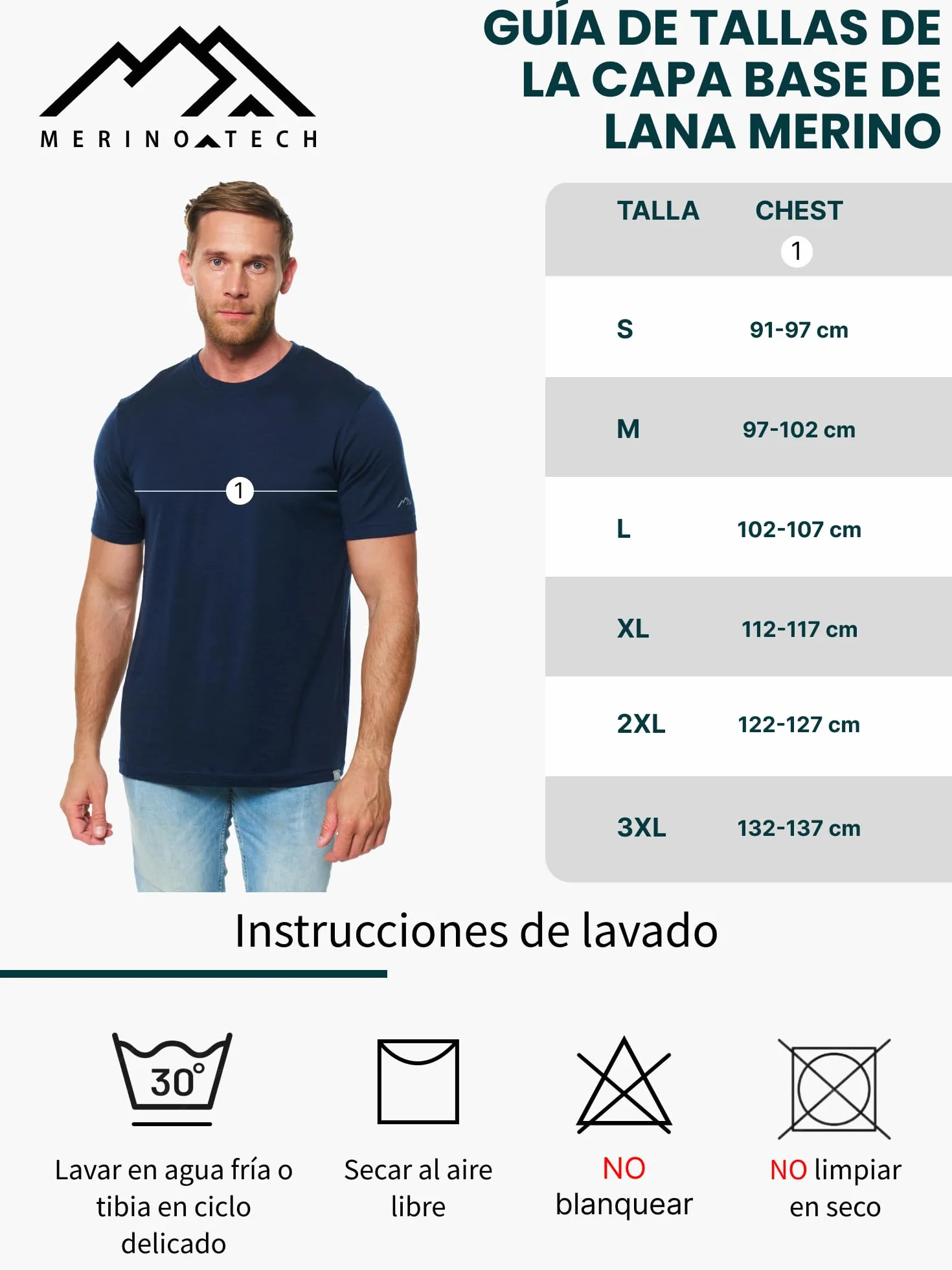 Merino.tech Camiseta Lana Merino Hombre - 100% Lana Merino con Calcetines (Large, Gray)