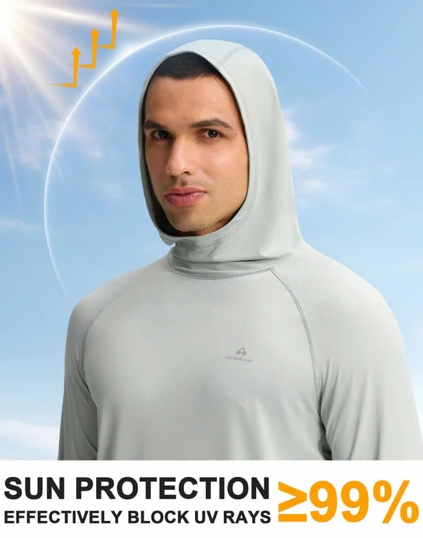 Pioneer Camp Sudadera con capucha UPF 50+ para hombre como camiseta de protección UV, secado rápido, para deportes acuáticos, pesca y verano, con diseño de agujero para el pulgar