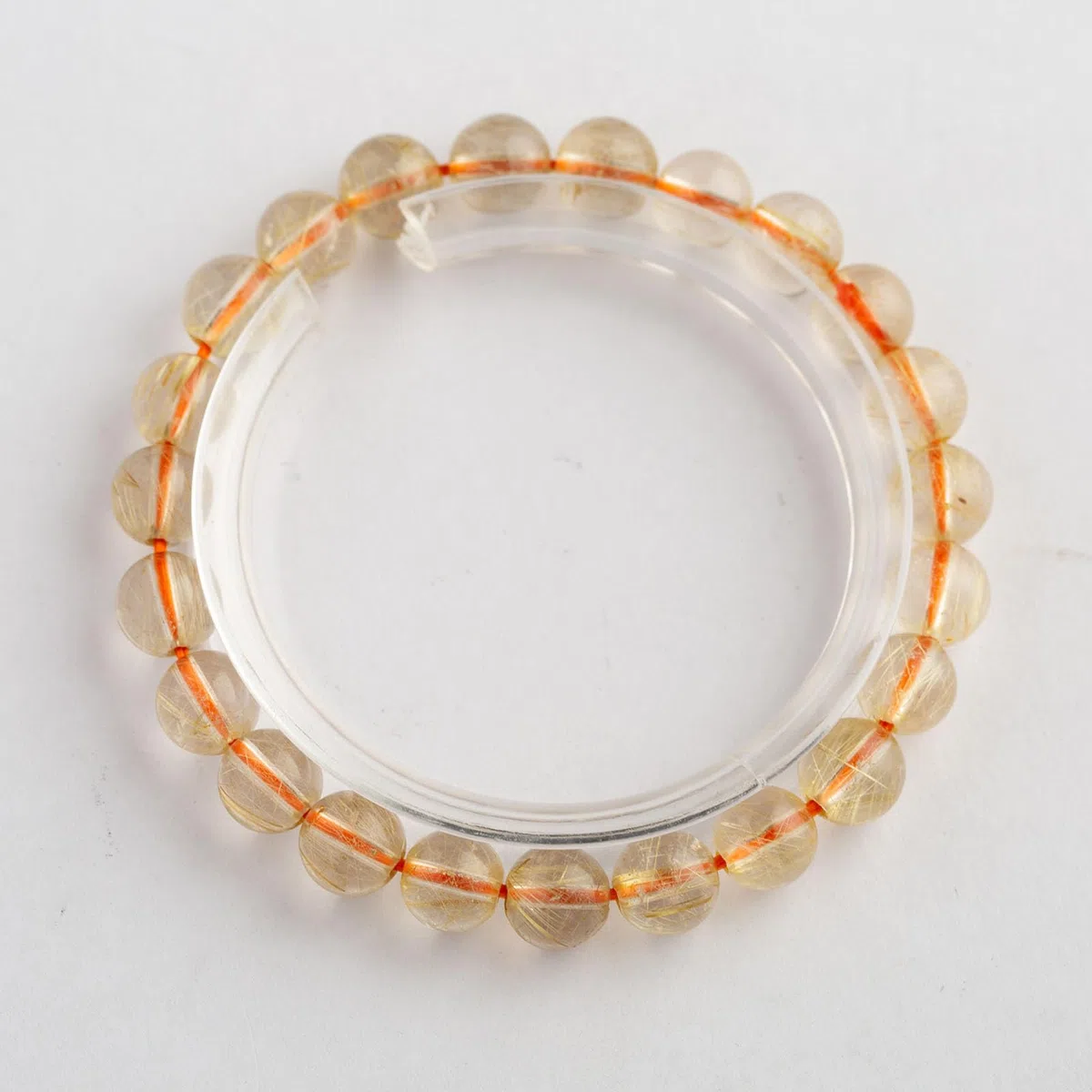 Pulsera de Cuentas de Chakras con Cristales de Piedras Preciosas de Citrino, Cuentas de Cristal Natural, Cuentas de Piedra Lisa Redonda Pulida de Cuarzo rutilado Dorado, Cuentas,15MM