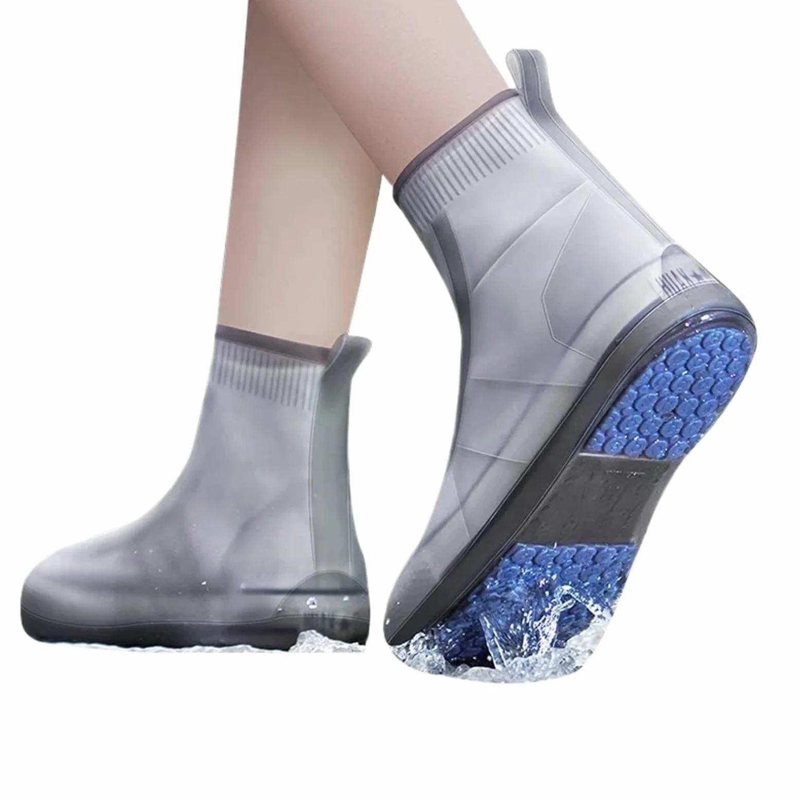 Botas de lluvia reutilizables, cubiertas for zapatos contra la, antideslizantes, silicona, resistentes al agua, for días lluviosos, 3 pares para Protección