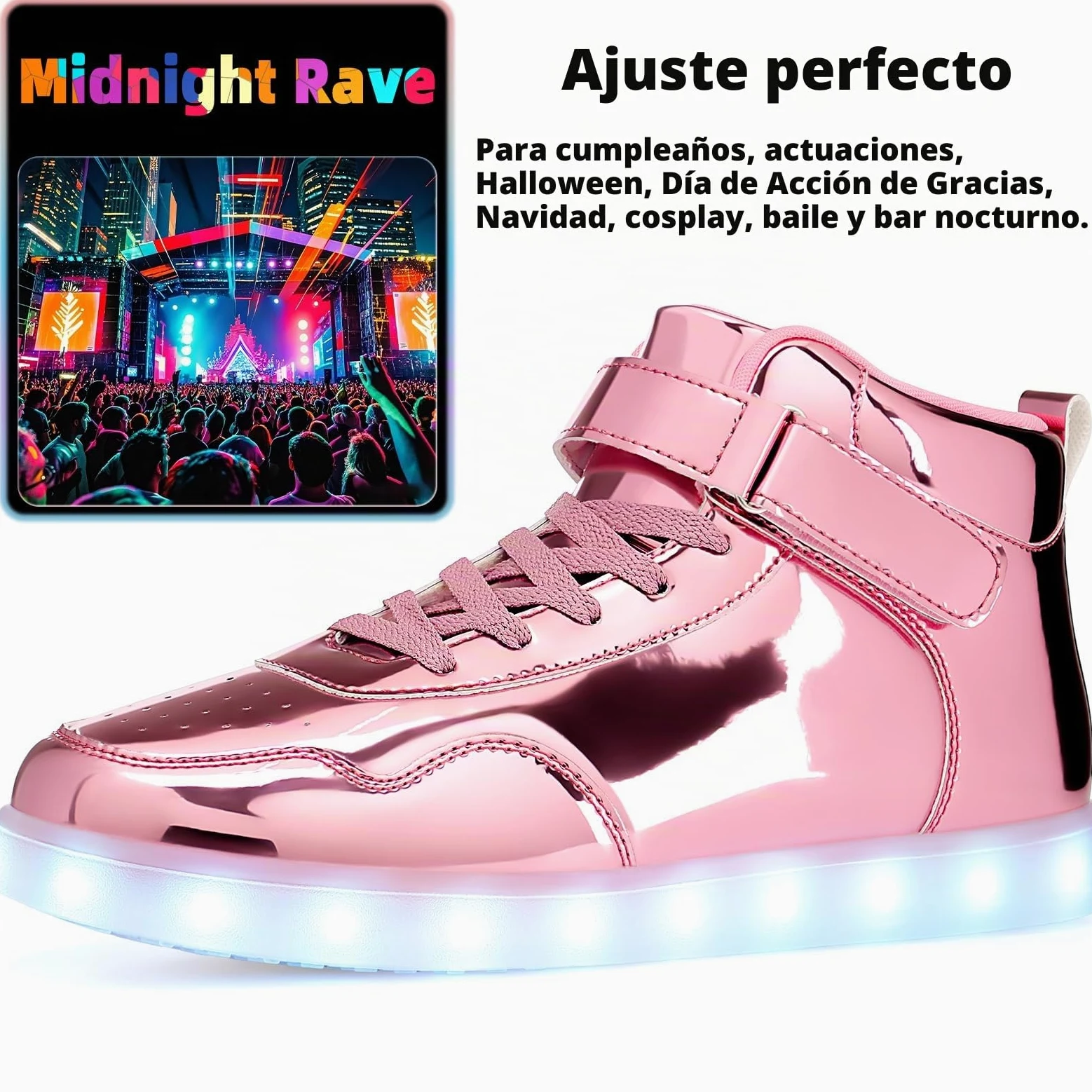 APTESOL 11 Modos LED Zapatillas, Zapatillas Altas con iluminación para Hombres y Mujeres, Zapatos con Luces Intermitentes Recargables por USB