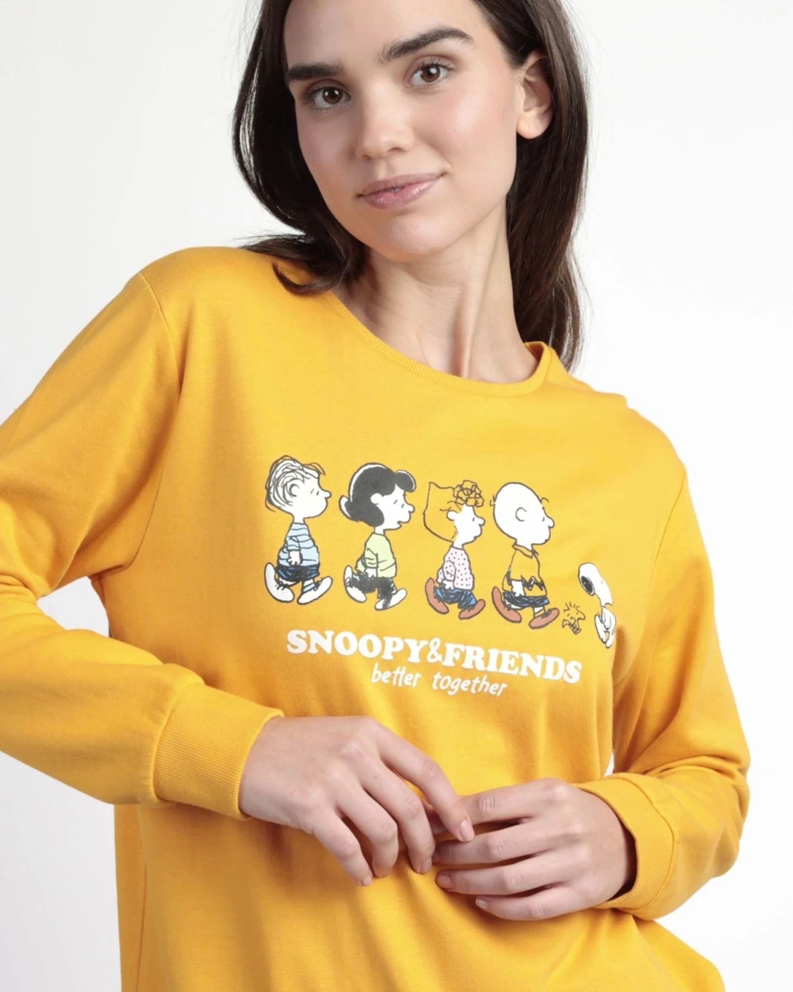 PEANUTS Pijama Manga Larga Felpa Snoopy&Friends para Mujer